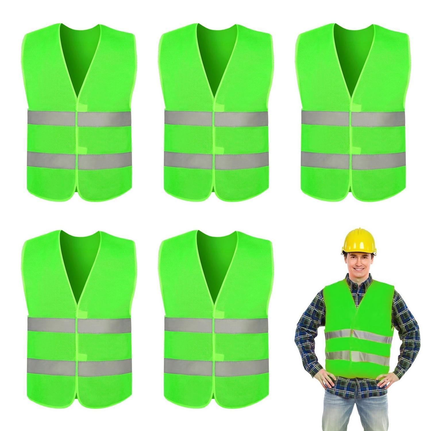 5er Pack Warnwesten Grün Für Auto, Fahrer, Arbeitskräfte (59x68cm)