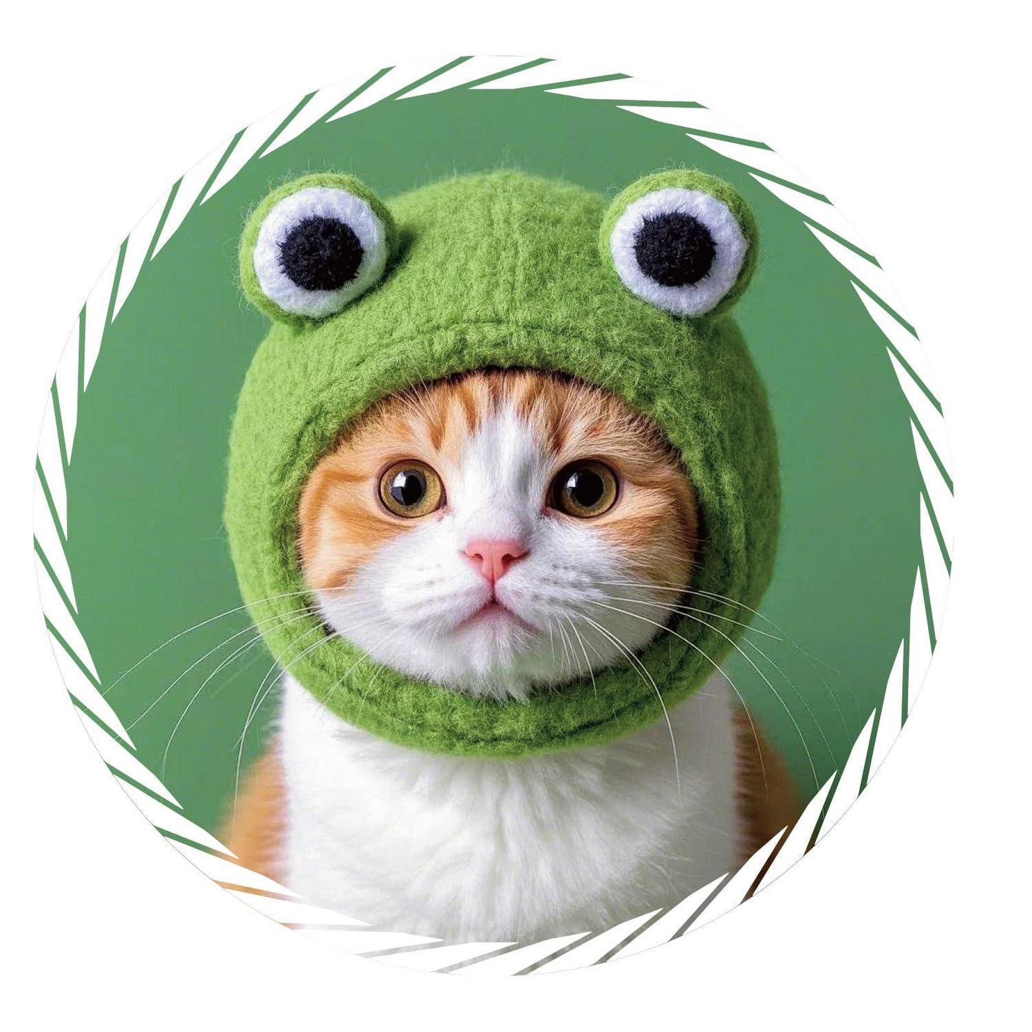 Auto Aufkleber Katze Mit Froschmütze, Wasserdicht, Kratzfest, Pvc, Für Auto, Laptop