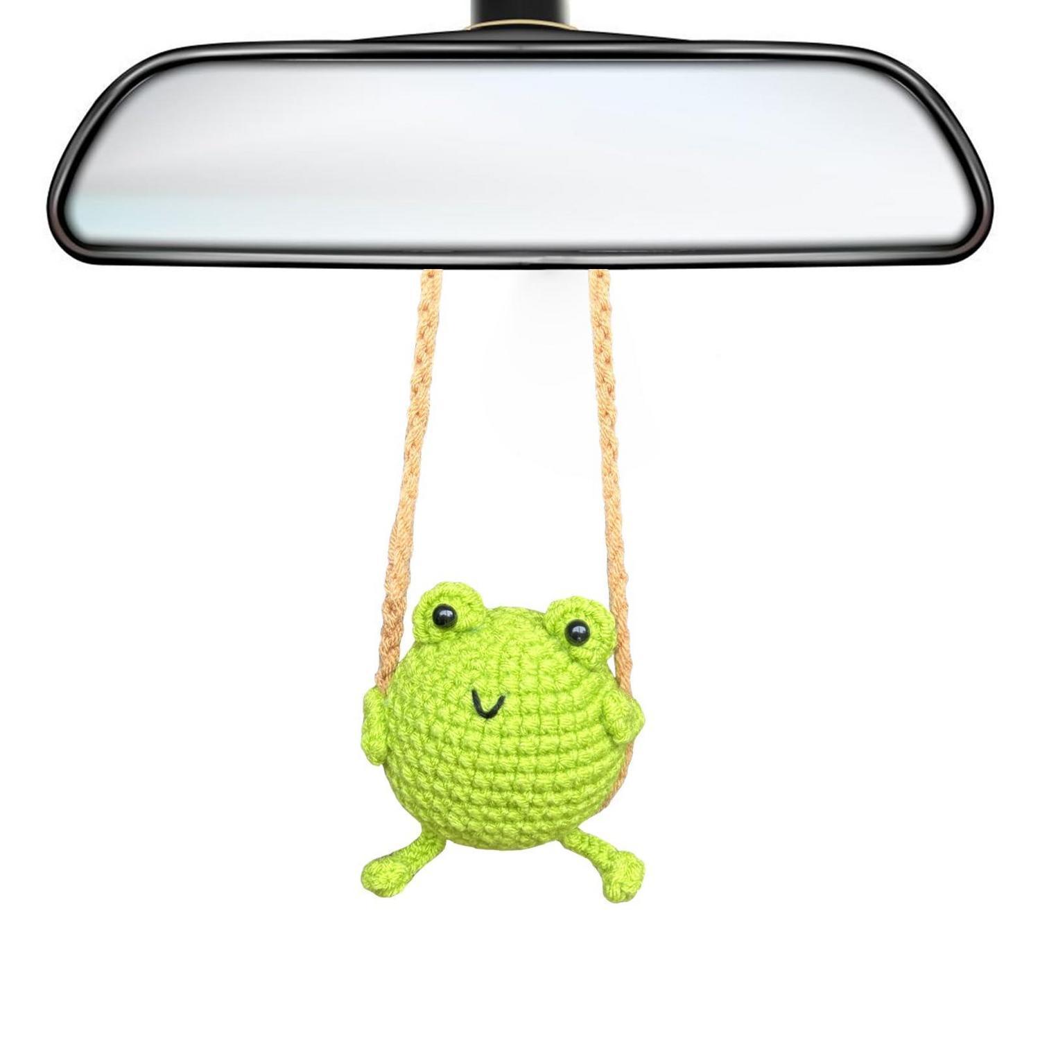 Häkel-frosch Anhänger Für Auto Rückspiegel, Glücksbringer Deko Geschenk