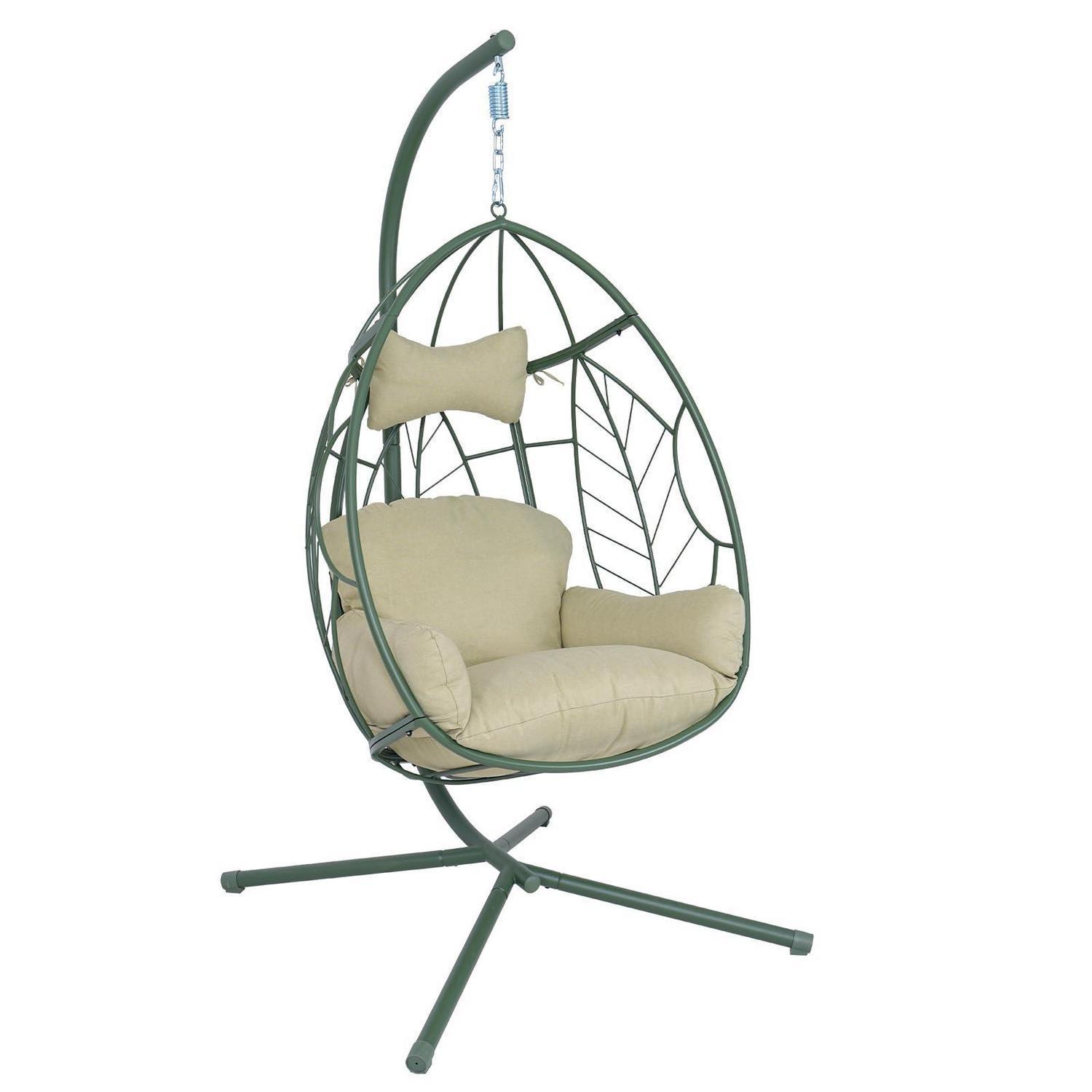 Hängesessel Mit Gestell, Egg Chair Schaukel Für Innen & Außen, 150kg, Grün