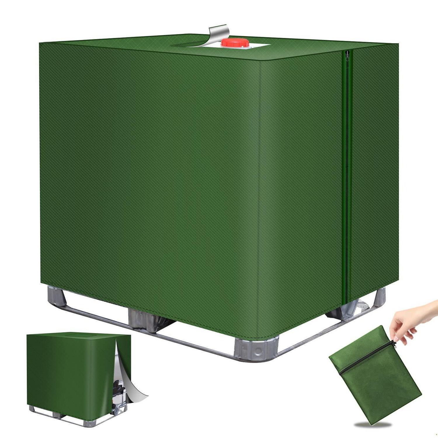 Ibc Tank Abdeckung 1000l Grün 420d Oxford Mit Reißverschluss Und Klettverschluss