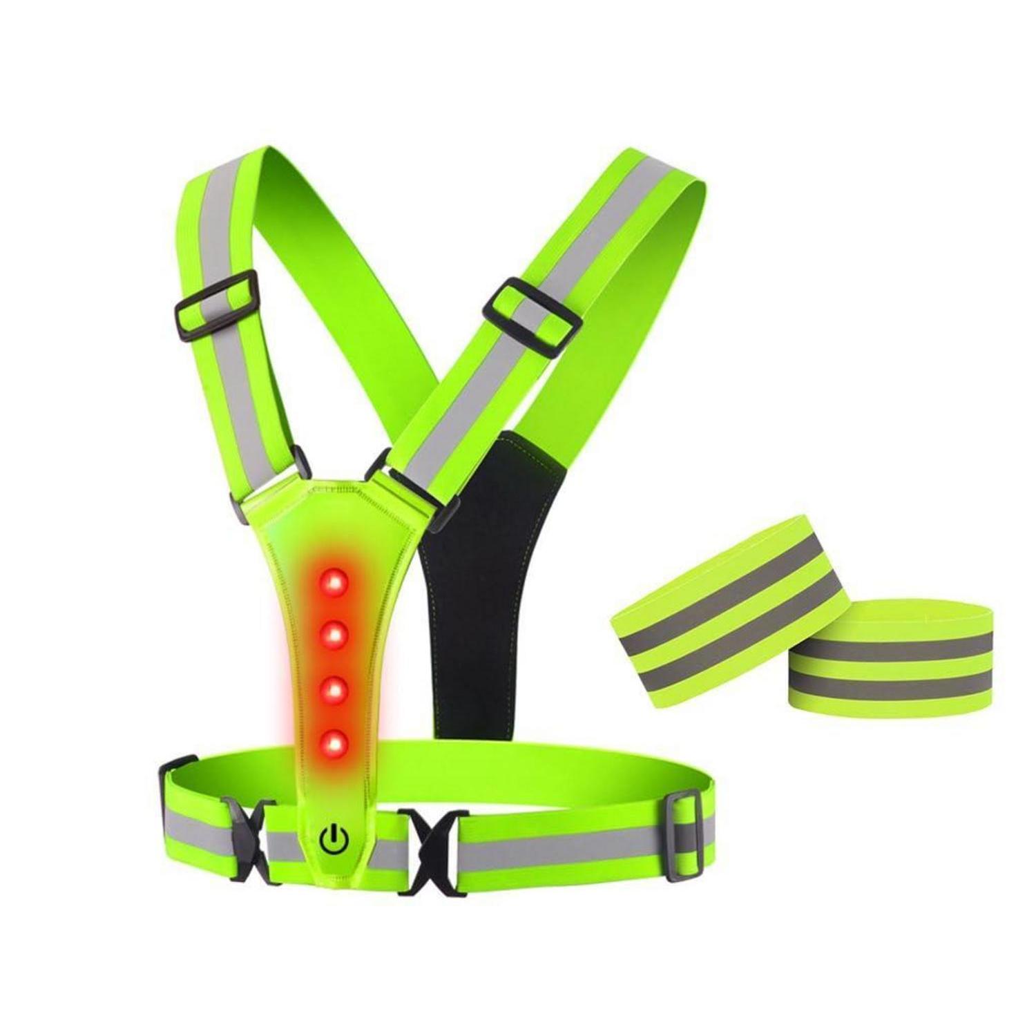 Warnweste Mit Led-licht Und Reflektoren Für Joggen, Wandern, Radfahren