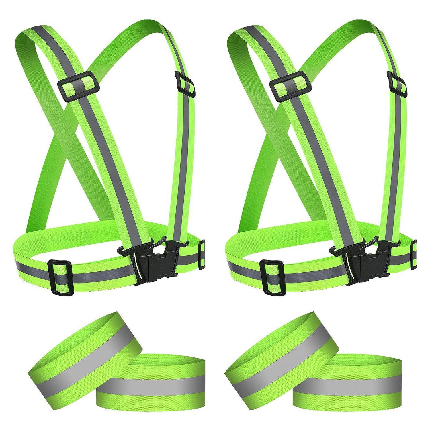 Reflektierende Sicherheitsweste Set Mit Armbändern, Verstellbar, Für Laufen, Radfahren