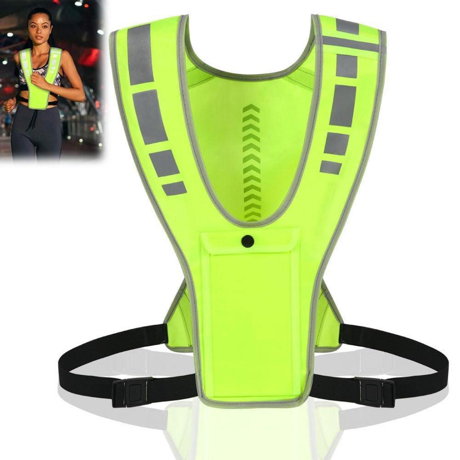 Reflektierende Sicherheitsweste Für Laufen, Radfahren, Joggen, Mit Taschen, Verstellbar