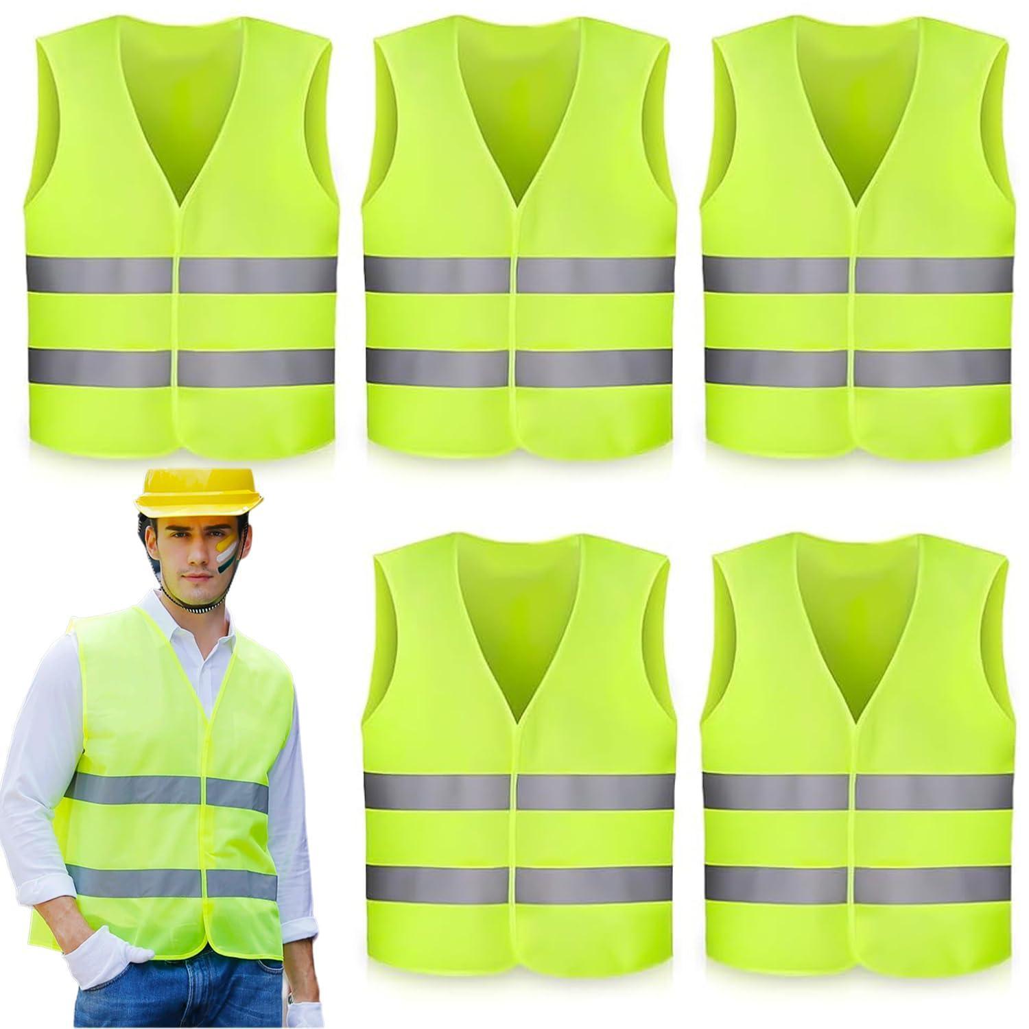 Warnwesten Set 5 Stück Für Auto & Arbeit, Reflektorweste High Visibility