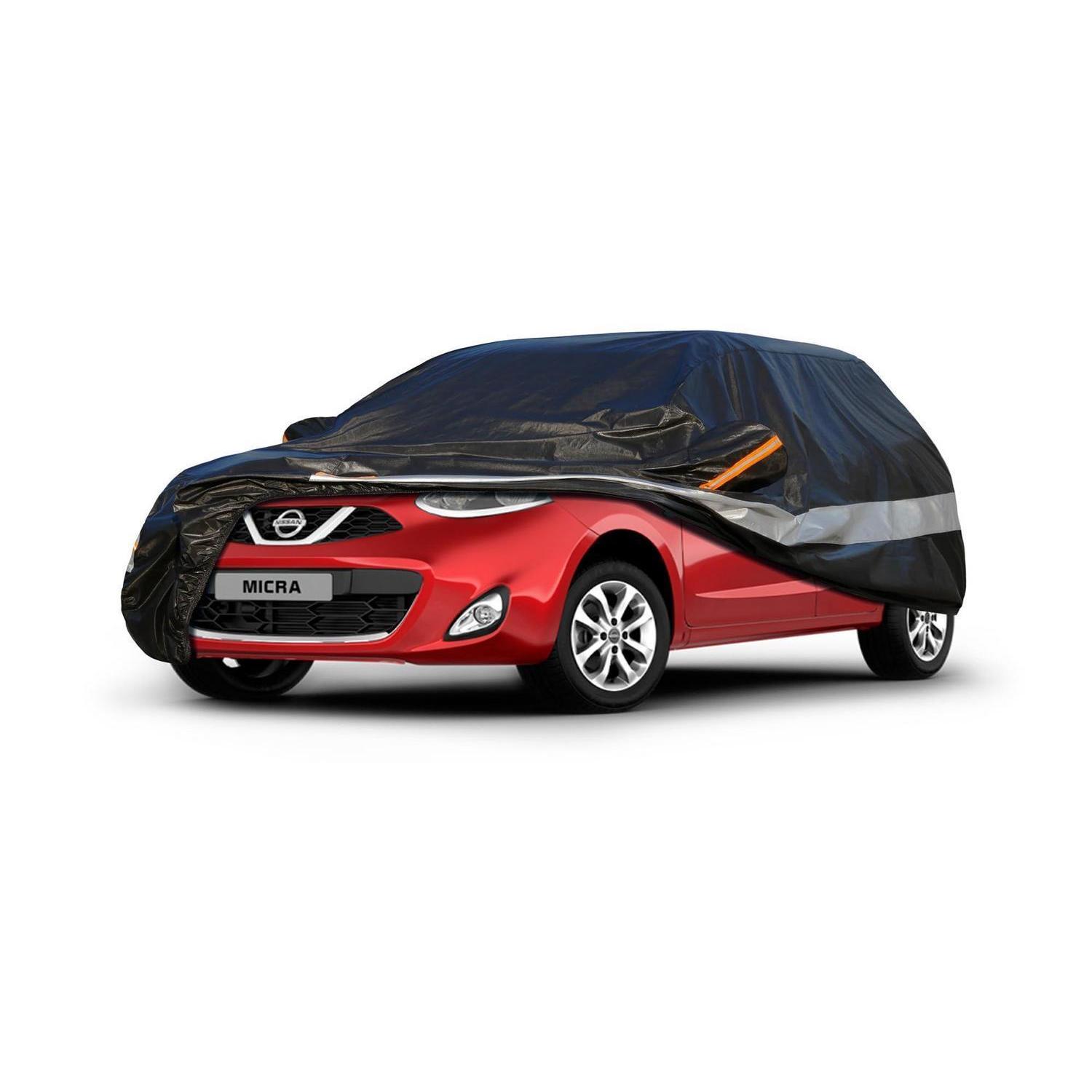 Autoabdeckung 10 Schichten Wasserdicht Atmungsaktiv Für Nissan Micra (2003-2023) Schwarz