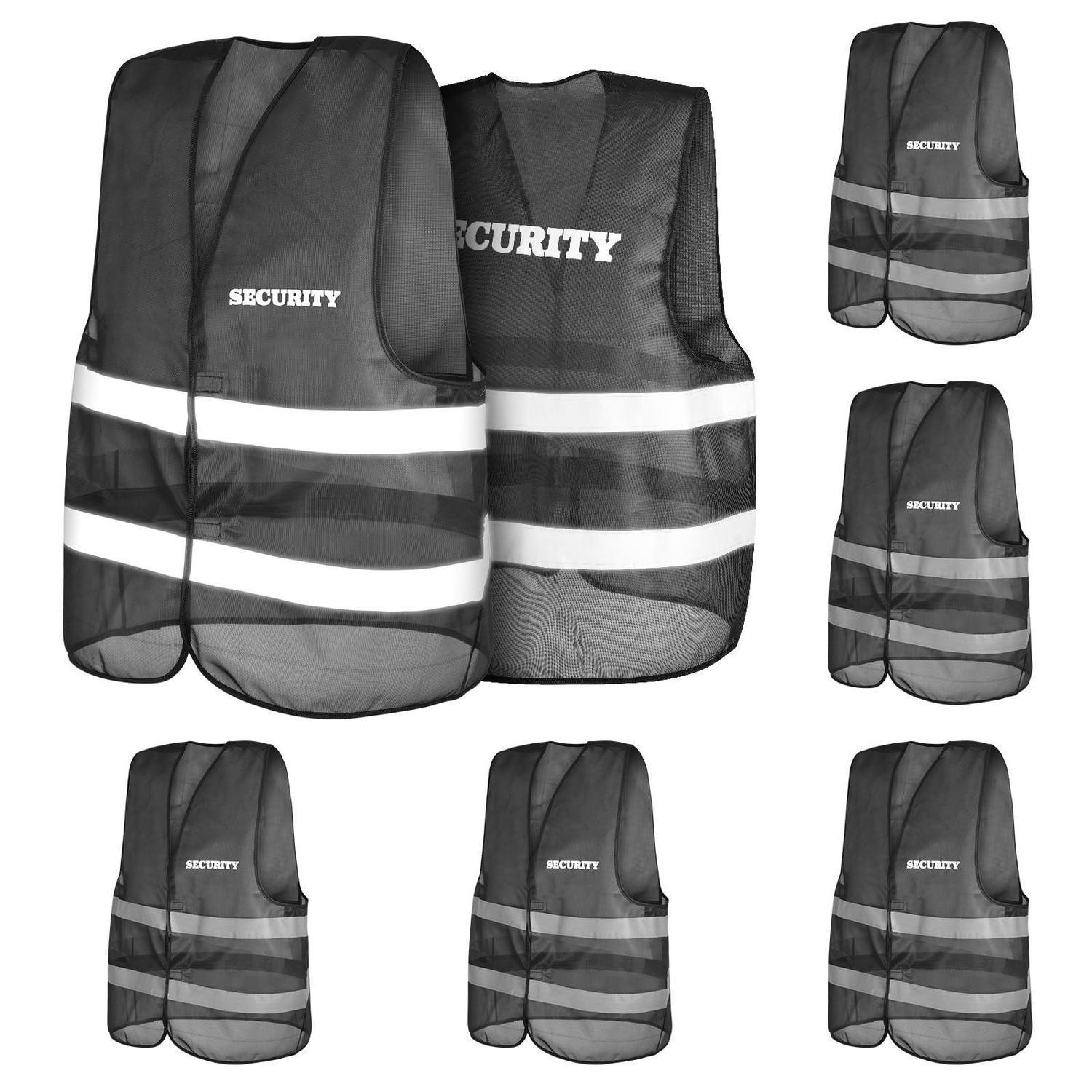 5er Pack Warnweste Security Mit Klettverschluss Und Reflektionsstreifen, Größe Xl