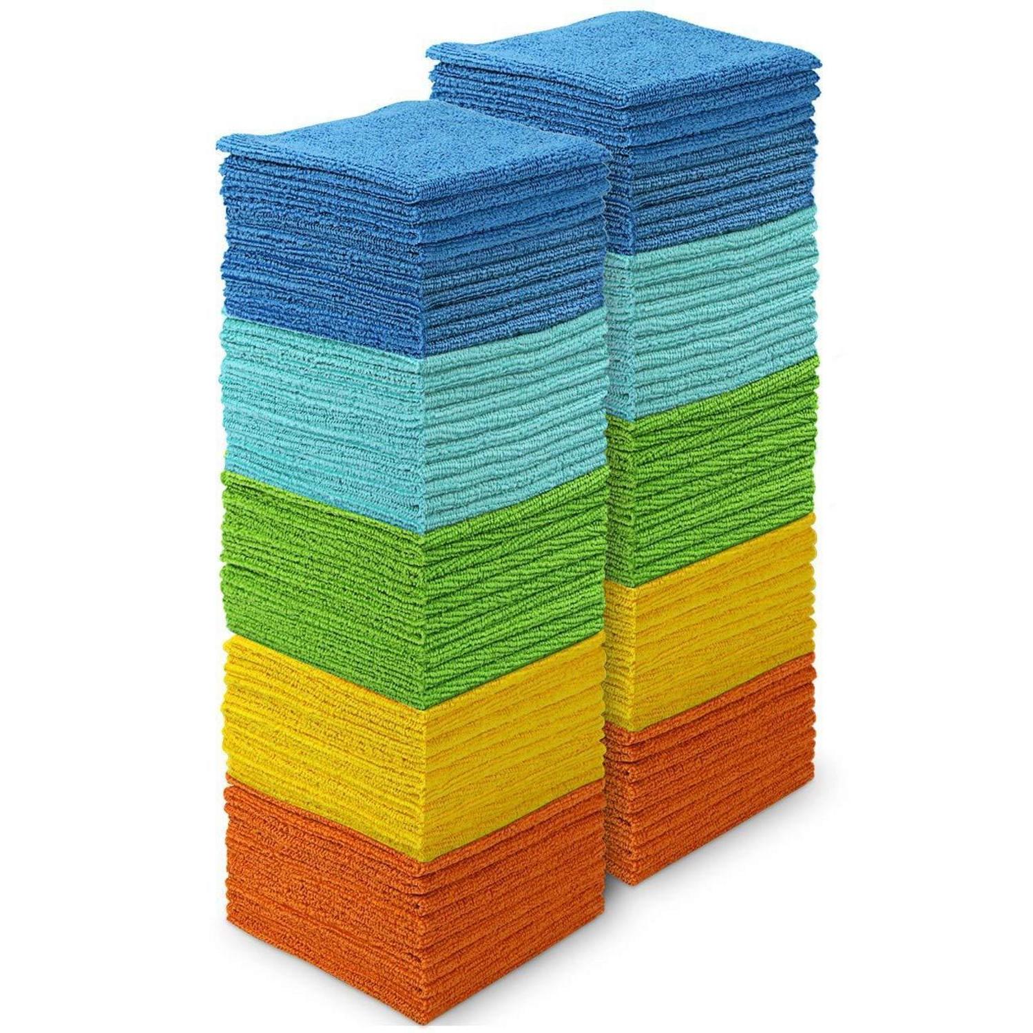Mikrofasertücher 100 Stück, 30x30cm, Fusselfrei, Mehrfarbig