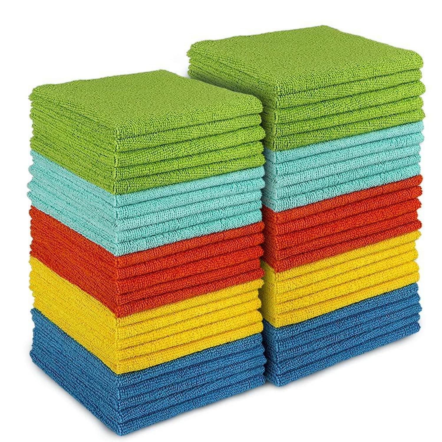 Mikrofaser Reinigungstücher 50 Stück, 30x30cm, Mehrfarbig, Fusselfrei, Saugstark