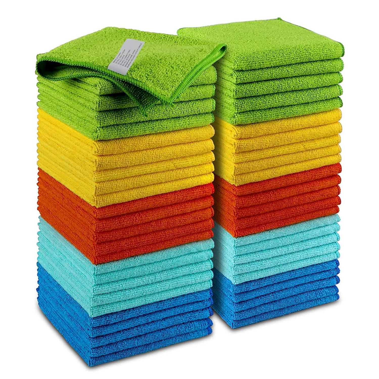 Mikrofasertücher 50er Set, 30x30cm, Fusselfrei, Kratzfest, Saugfähig, Mehrfarbig
