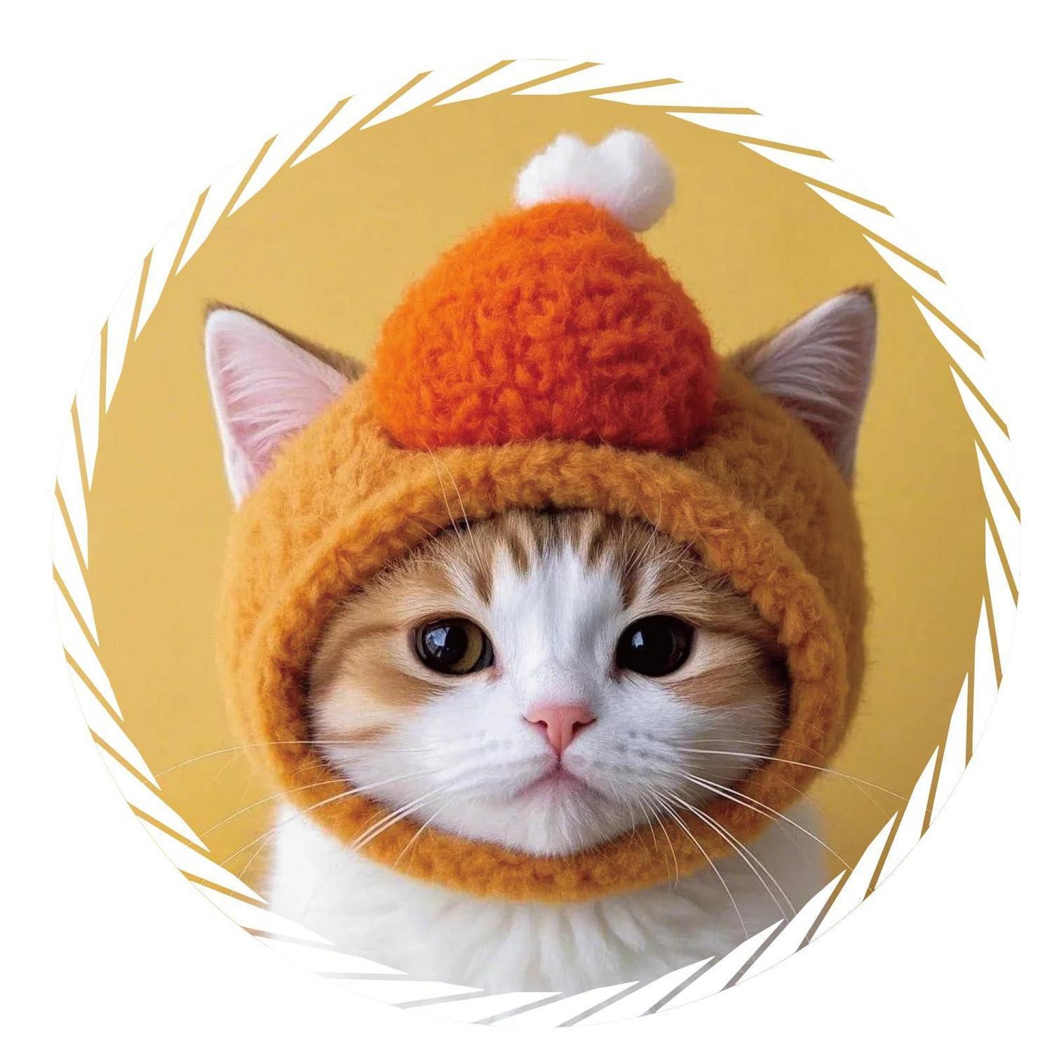 Auto Aufkleber Katze Mit Hähnchenkeule Mütze, Wasserdicht, Kratzfest, Pvc Sticker