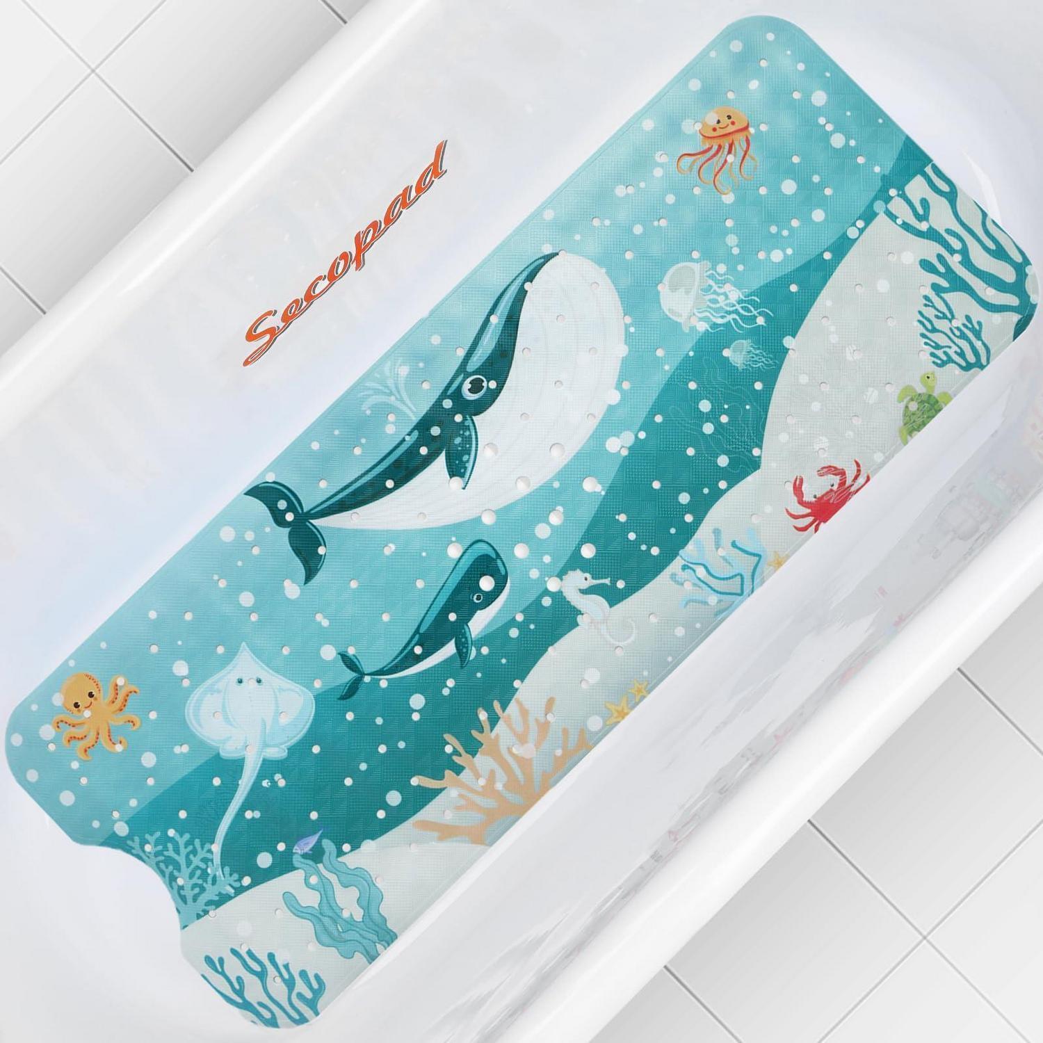 Badewannenmatte Kinder Rutschfest 100x40cm Mit Saugnäpfen, Cartoon-design, Bpa-frei, Maschinenwaschbar