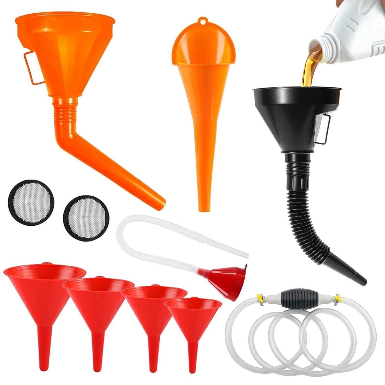 14-teiliges Trichter Set Mit Handpumpe Für Öl Und Flüssigkeiten