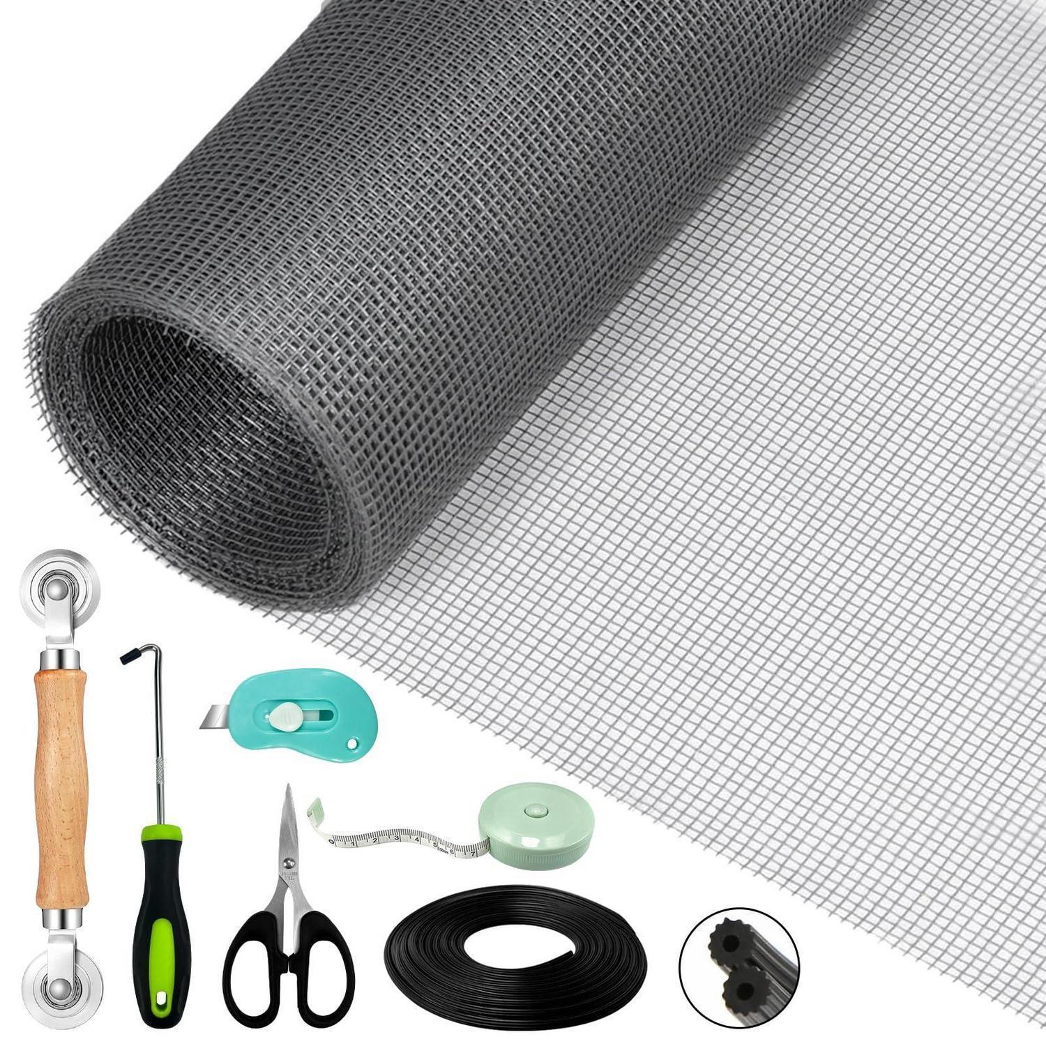 Fliegengitter Reparatur Set Grau 300x120cm Mit Kederband & Werkzeug