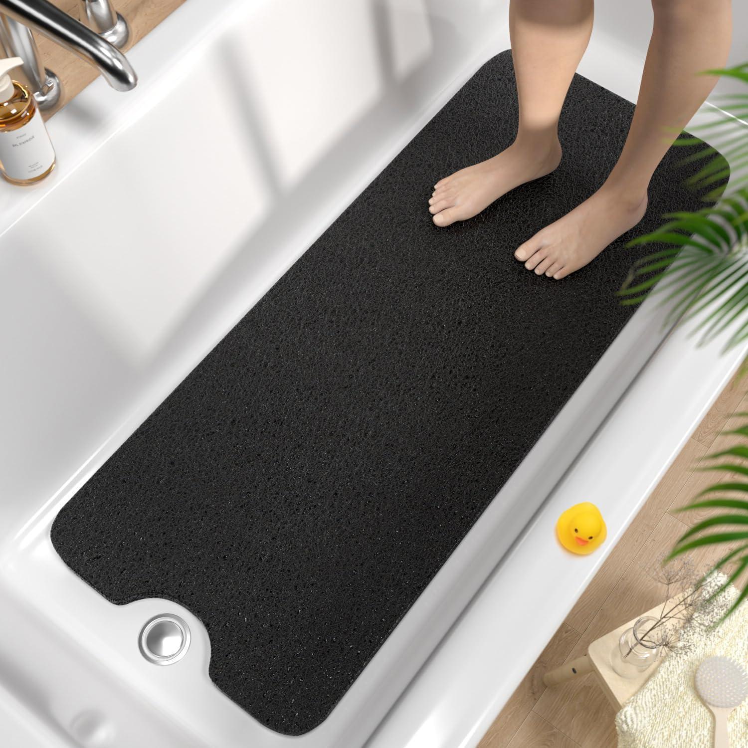 Badewannenmatte Rutschfest 100x40cm, Extra Lang, Weich, Schnelltrocknend, Schwarz