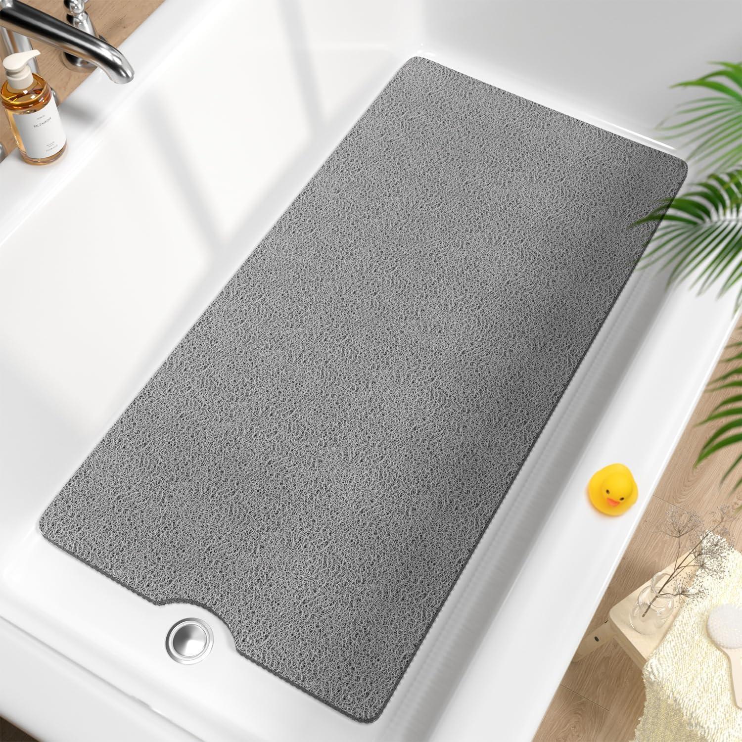 Badewannenmatte Rutschfest 101x51cm, Extra Lang, Schnelltrocknend, Grau