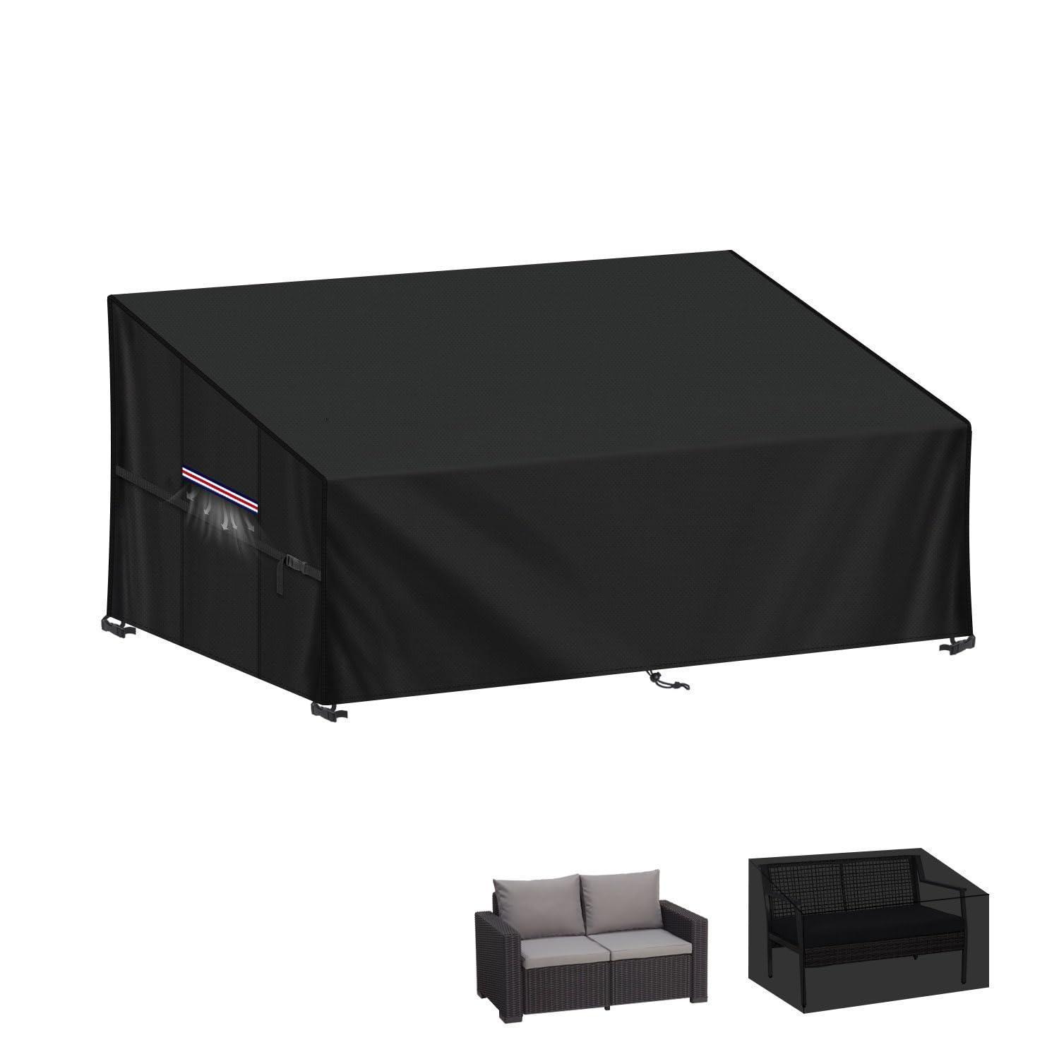 Gartenbank Abdeckung 2 Sitzer, Wasserdicht & Winddicht, 147x85x80/60cm