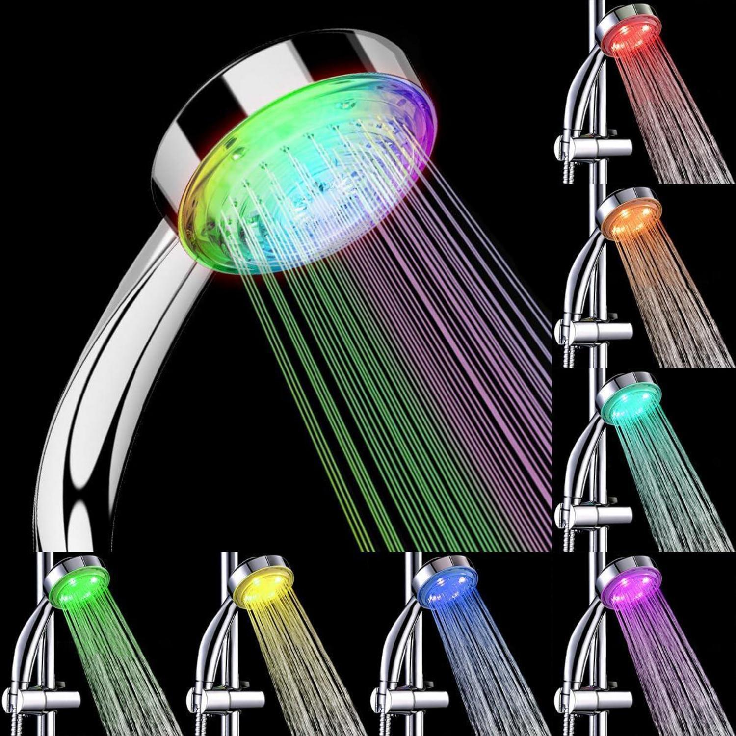 Led Duschkopf Mit Farbwechsel Und 7 Farben, Wassersparend, Ohne Batterie