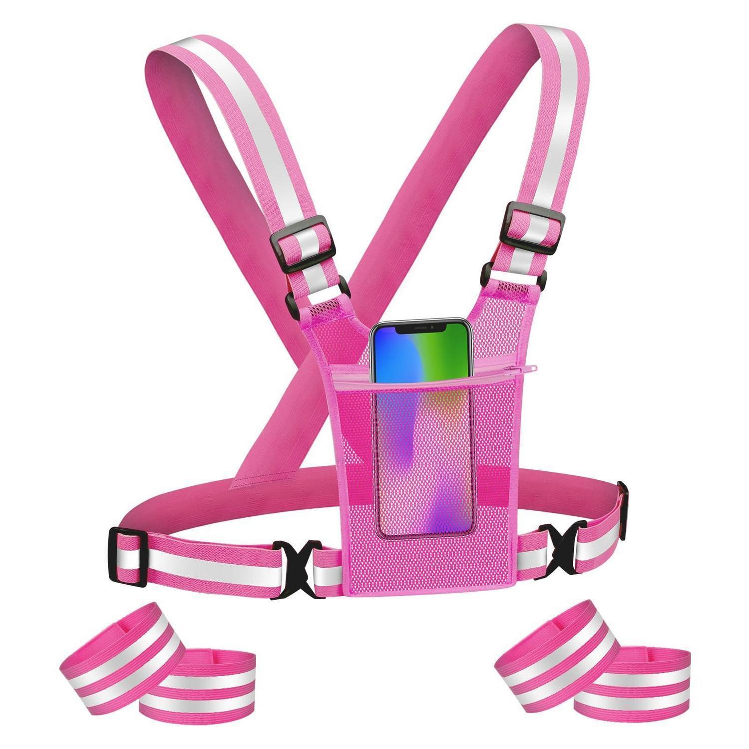 Warnweste Mit Handytasche, Reflektorweste Für Damen, Herren, Kinder, Rosa