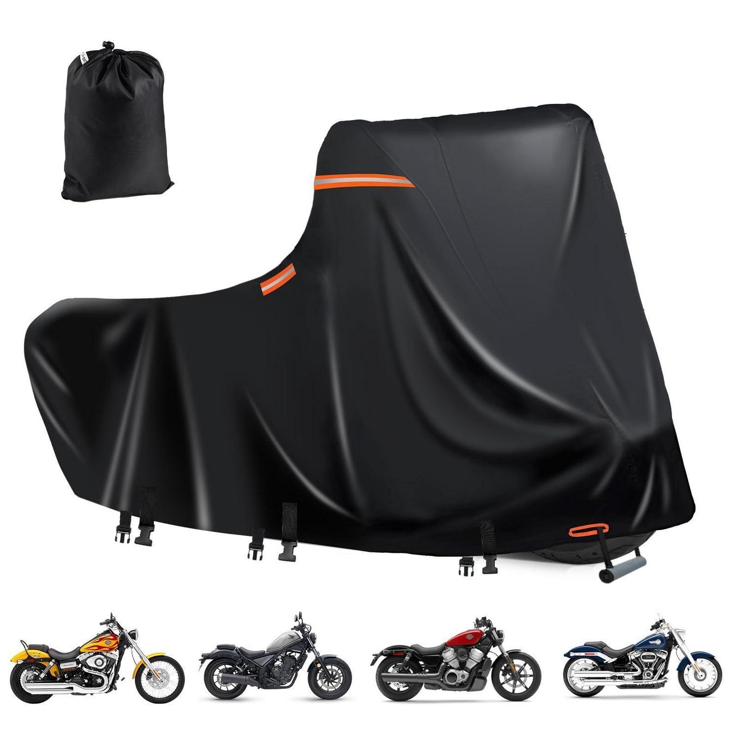 Motorrad Abdeckung Wasserdicht 600d Mit Reflektoren & Lüftung, Schwarz 3xl