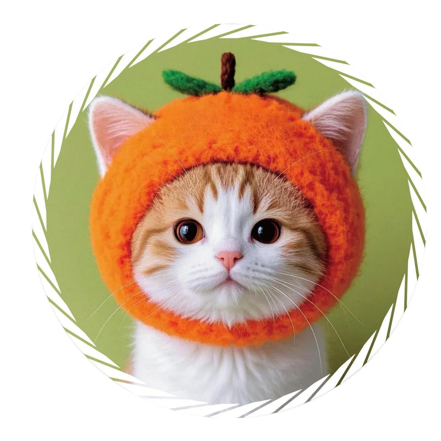 Auto Aufkleber Katze Mit Orangefarbener Mütze, Wasserdicht, Kratzfest, Pvc Sticker