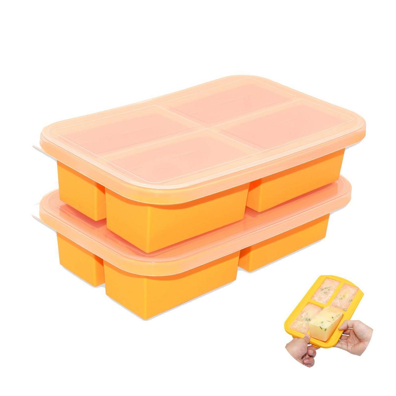 Silikon Gefrierbehälter Mit Deckel Für Suppen, Brei, Saucen, 4x 300ml Portionen