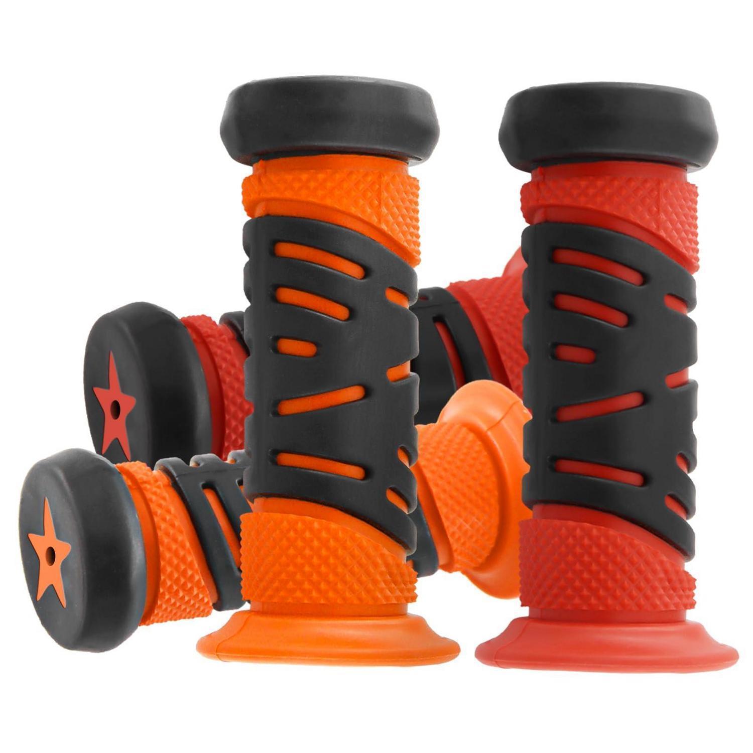 Fahrradgriffe Kinder 22mm Mit Prallschutz, 95mm Länge, Rot+orange