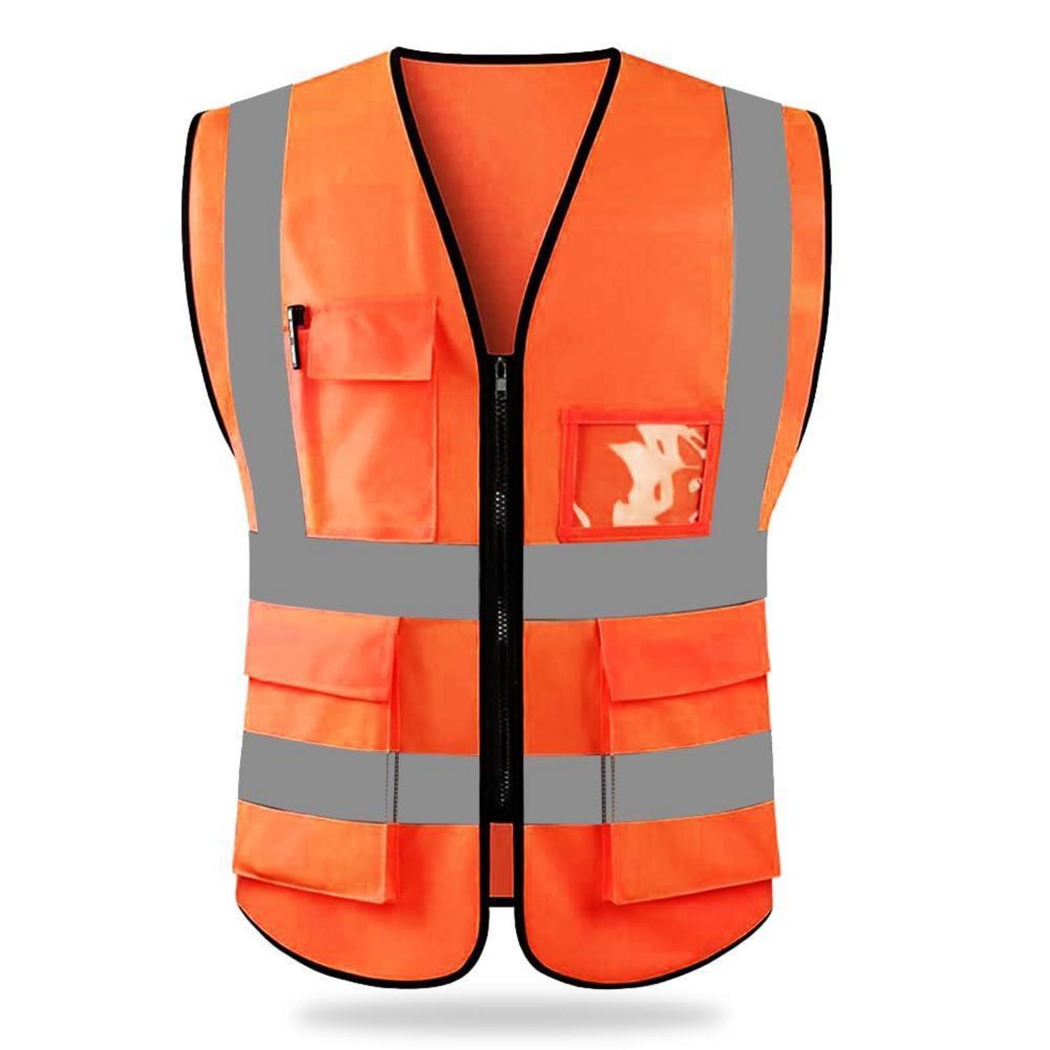 Warnweste Mit Hoher Sichtbarkeit, Reflektierend, Reißverschluss, 2 Band, Orange