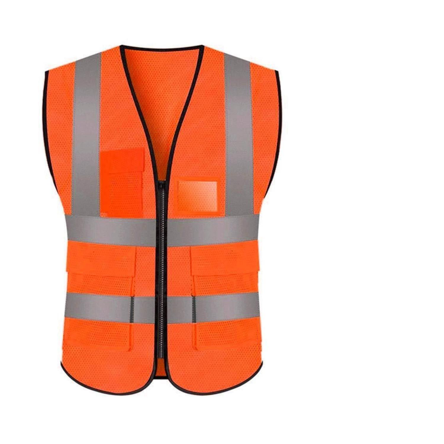 Sicherheitsweste Mit Reißverschluss Und Taschen, Hohe Sichtbarkeit, Reflektierend, Orange, Größe Xl
