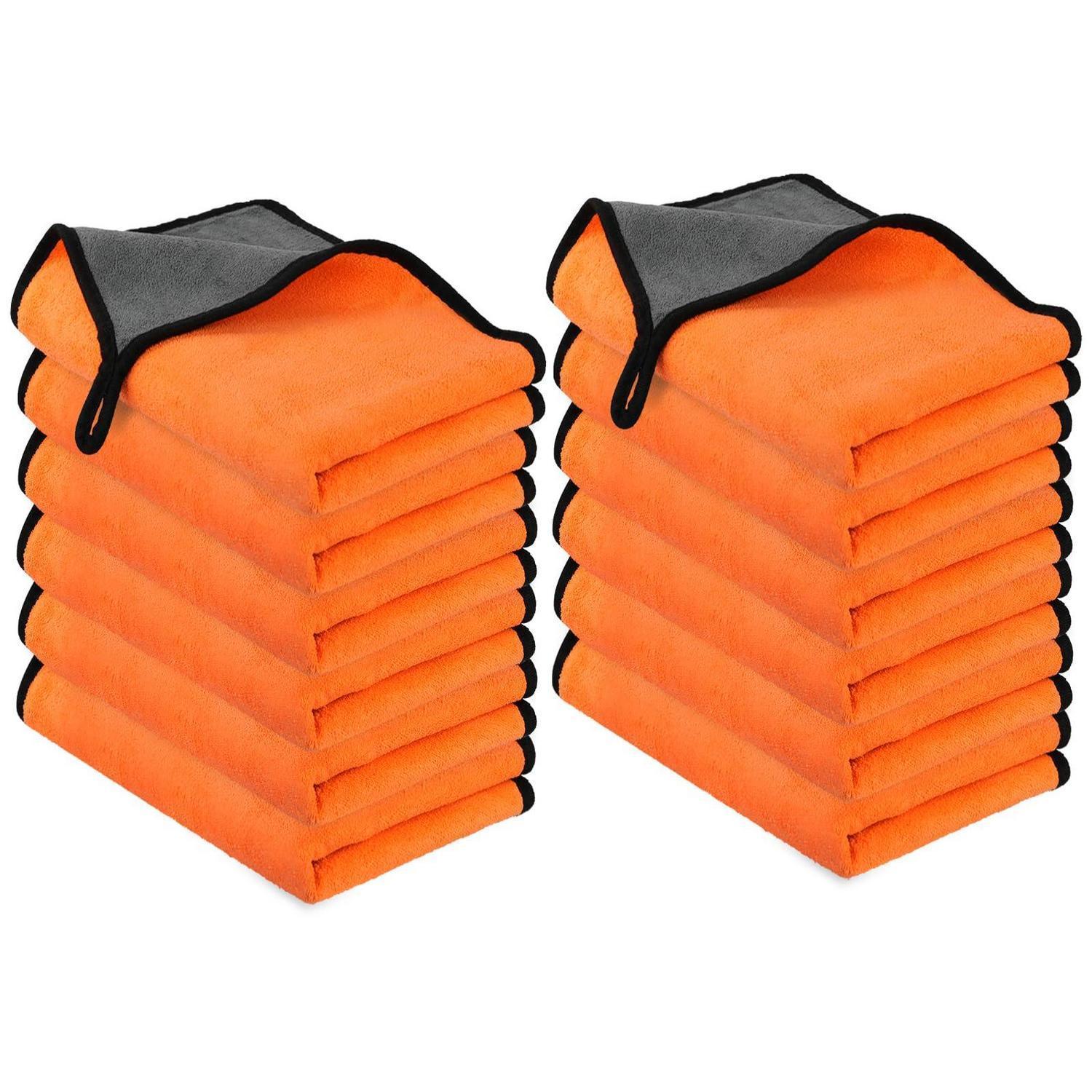 12er Set Mikrofasertücher 400gsm Fusselfrei 60x40cm Orange/grau