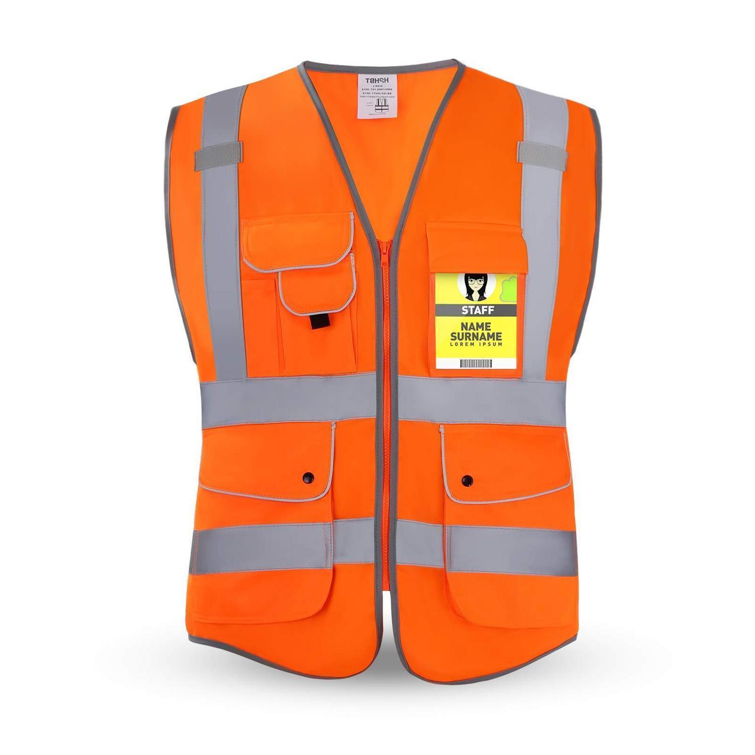 Warnweste Herren Damen, Hohe Sichtbarkeit, Reißverschluss, Reflektierend, En Iso 20471, Orange, Xxl