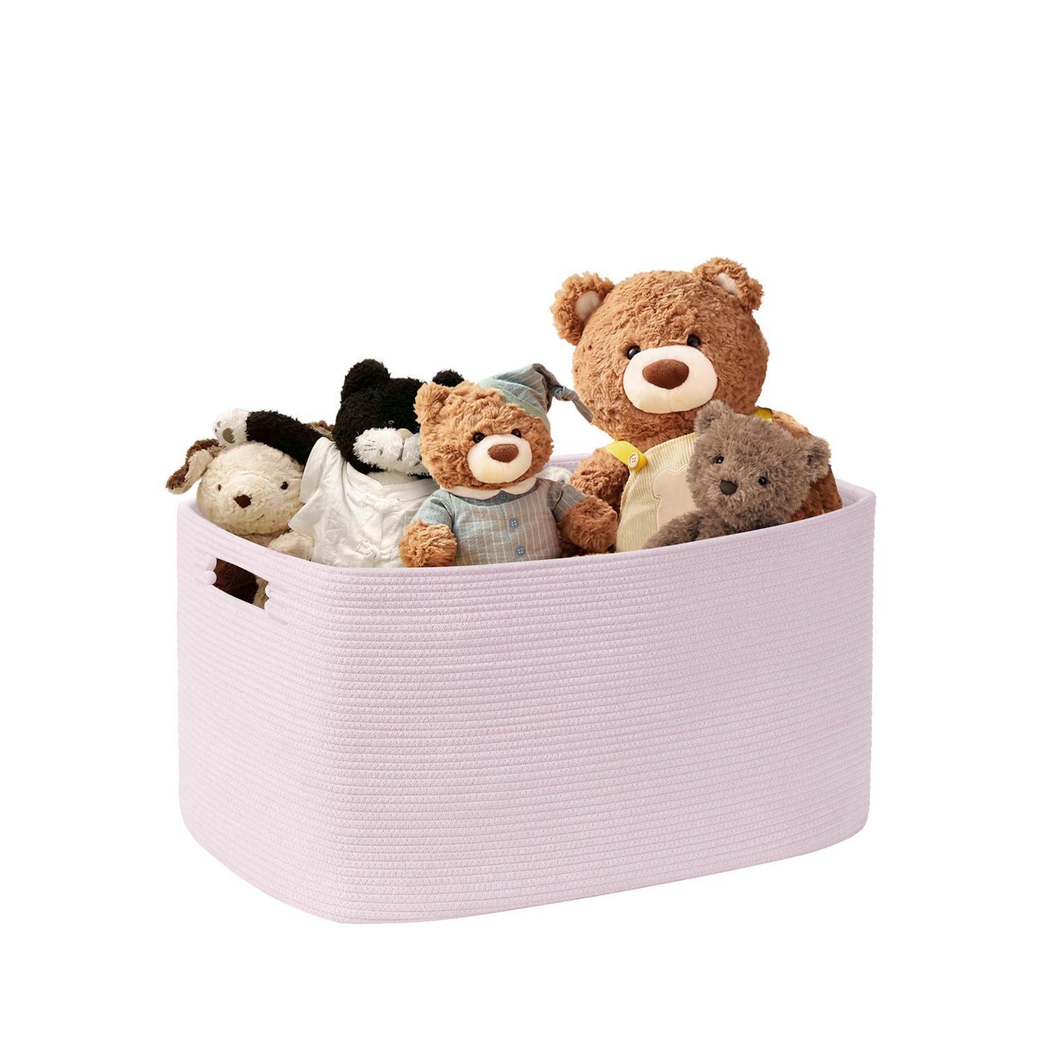 Aufbewahrungskorb 45l Aus Baumwollseil, Rosa, Für Spielzeug & Wäsche