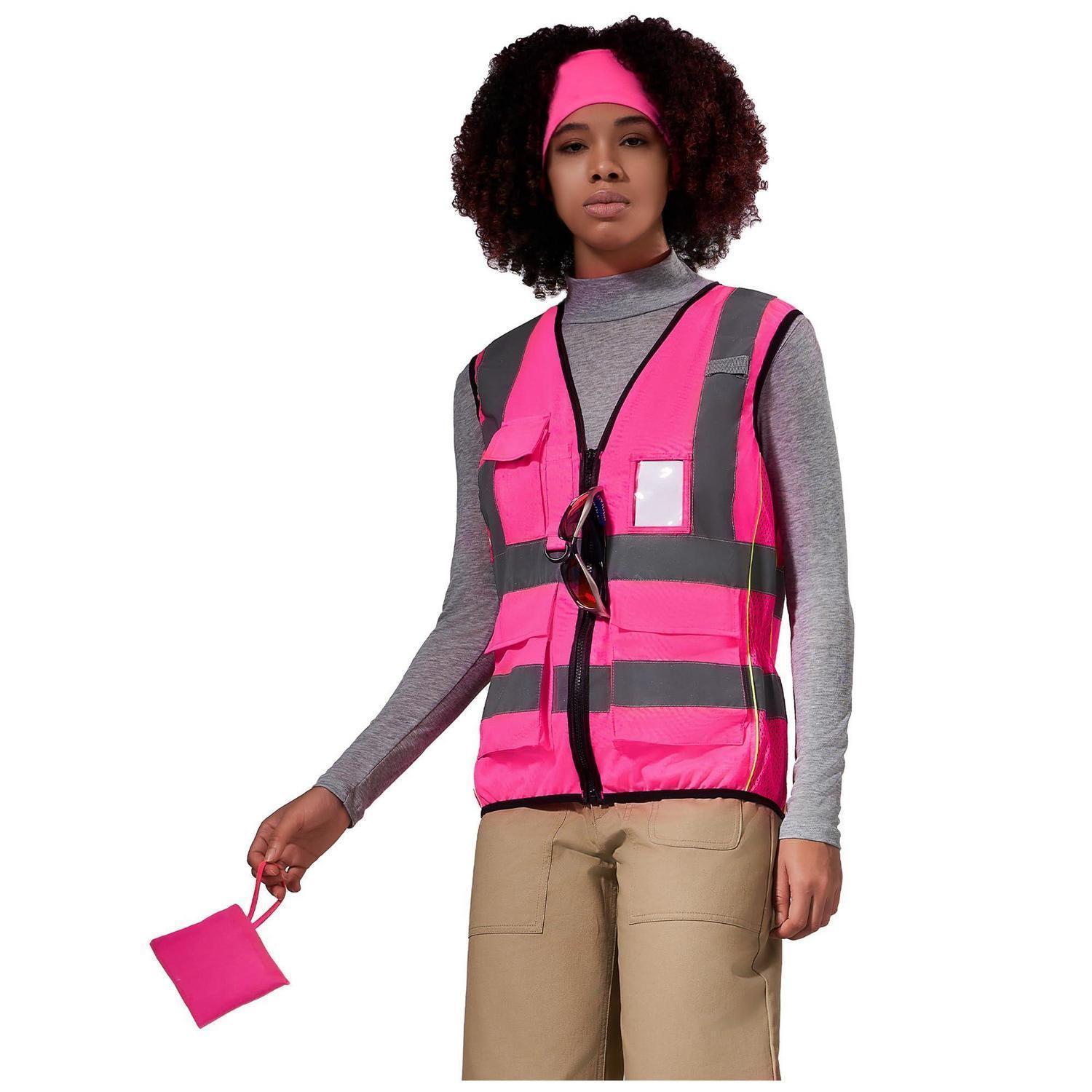Arbeitsweste Damen Mit Reißverschluss Und Taschen, Laufweste, Rosa