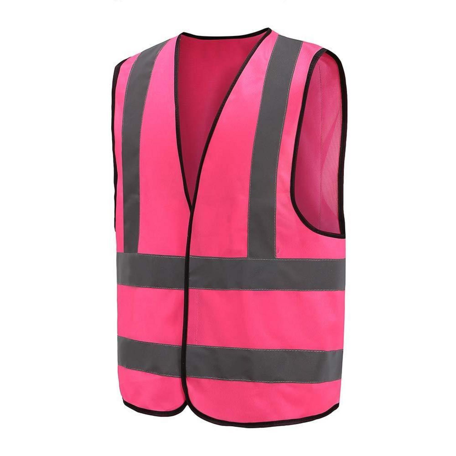 Sicherheitsweste Mit Reflektorstreifen, Warnschutzweste, Rosa, 3xl