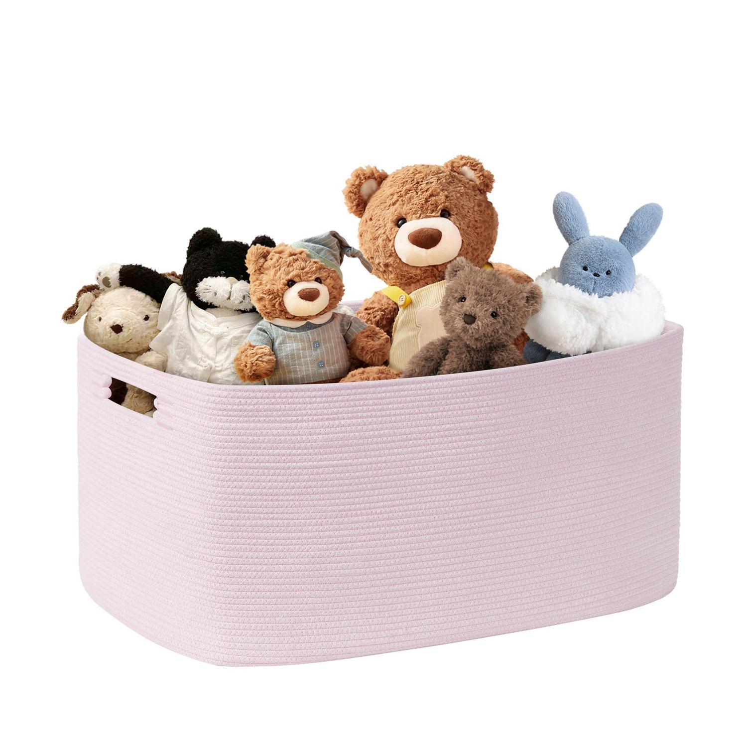 Großer 72l Aufbewahrungskorb Aus Baumwollseil, Rosa, Für Spielzeug & Decken