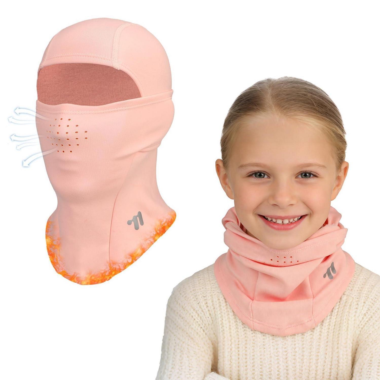Kinder Sturmhaube Fleece Warm Atmungsaktiv Für 4-12 Jahre, Multifunktionale Skimaske Rosa