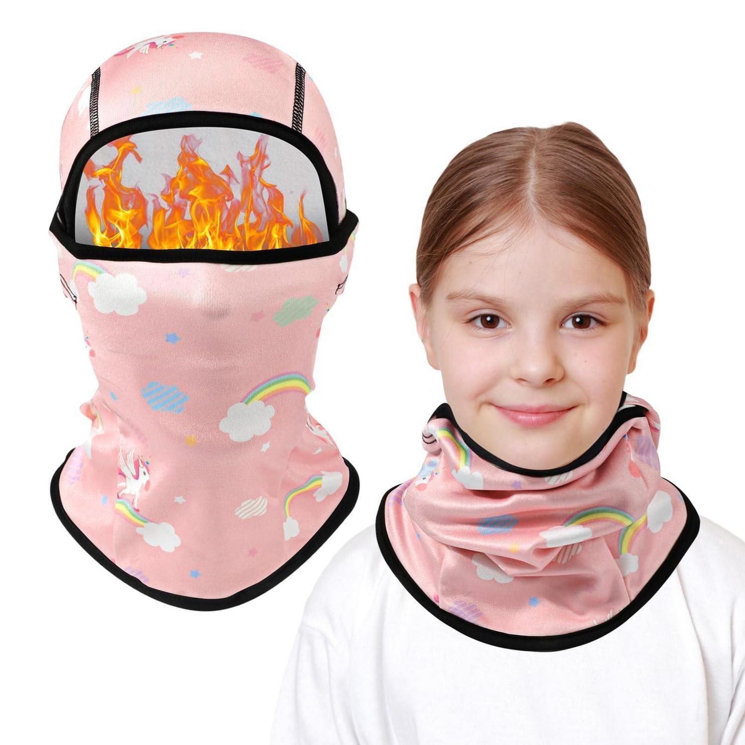 Kinder Sturmhaube Winter Warm Winddicht Fleece Für 2-8 Jahre, Pink Einhorn