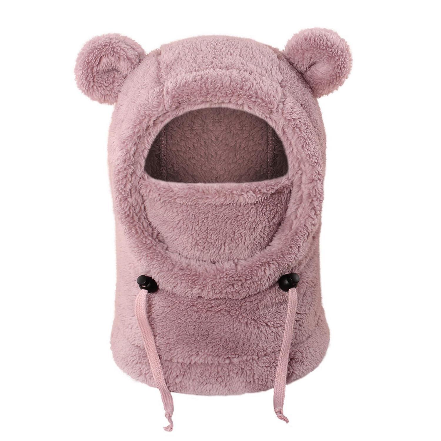 Kinder Sturmhaube Thermo Fleece 3-10 Jahre, Winddicht, Verstellbar, Dunkelrosa