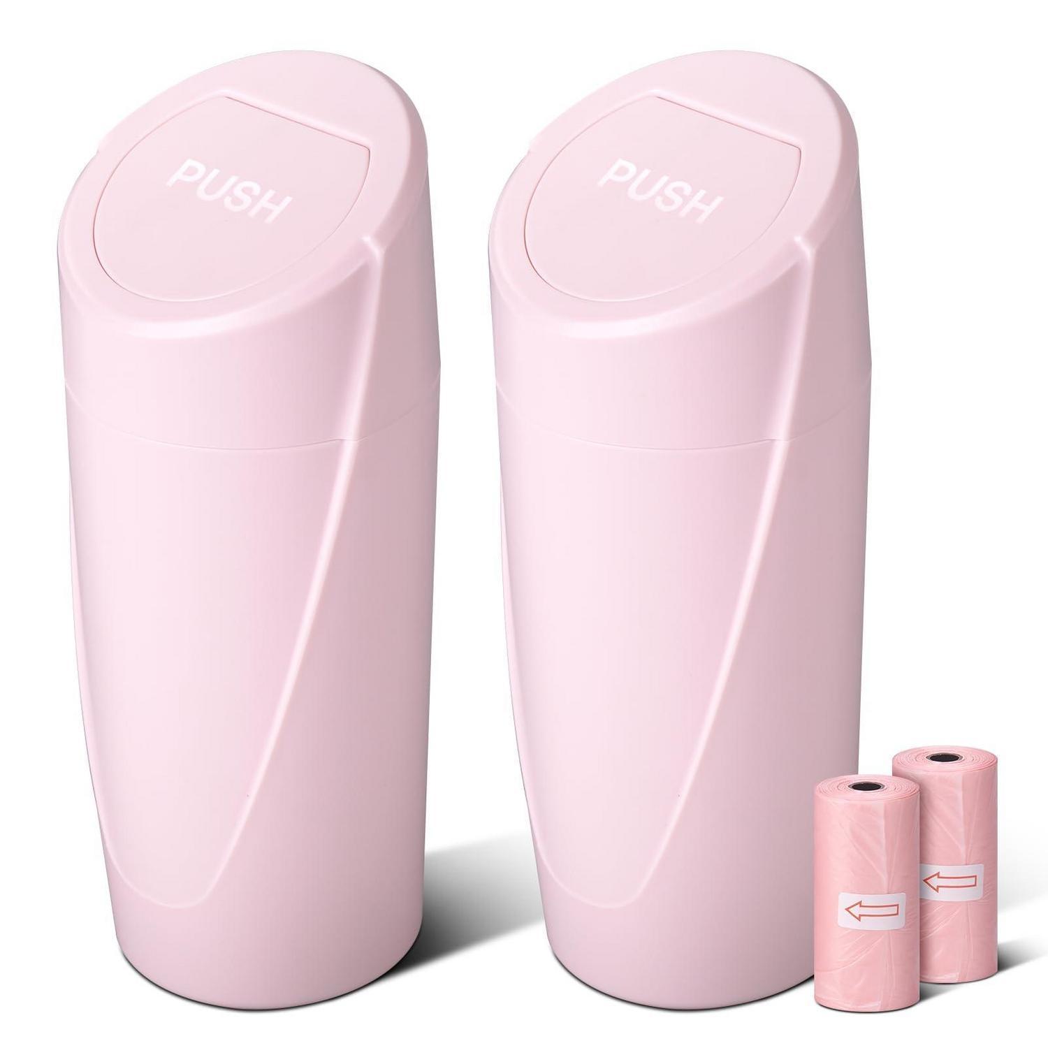 2er Set Mini Mülleimer Auto Mit Deckel & 40 Müllbeuteln - Rosa Organizer