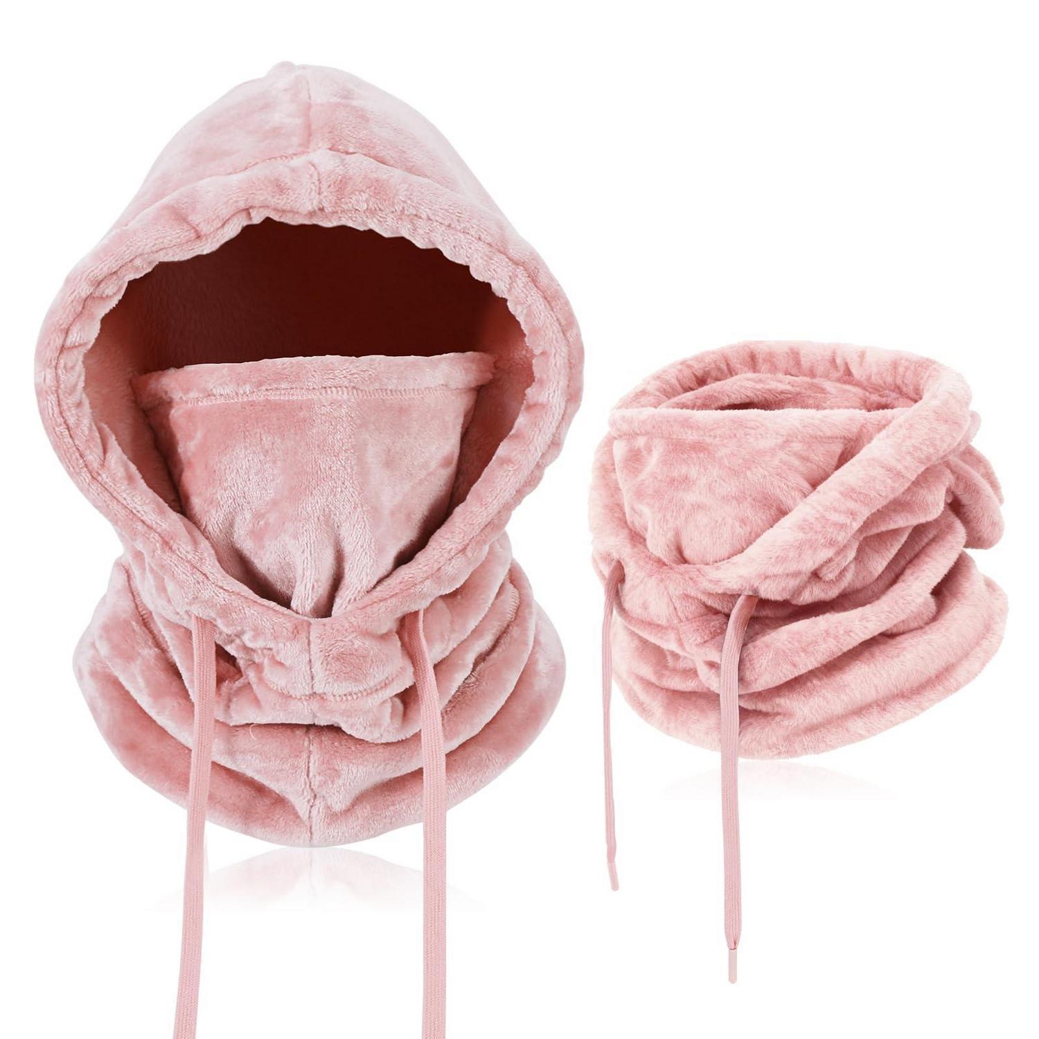 Plüsch Sturmhaube Mit Nackenwärmer, Winddicht & Warm, Für Damen Herren, Rosa