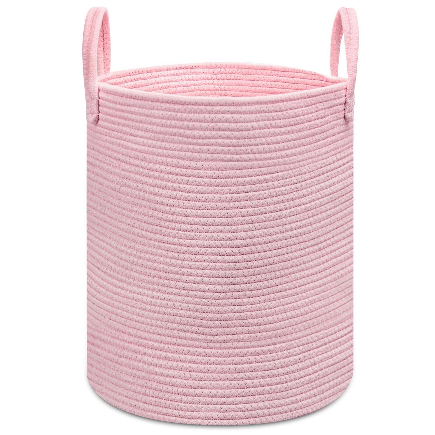 Geflochtener Wäschekorb Rosa 38x45cm Für Spielzeug & Babykleidung