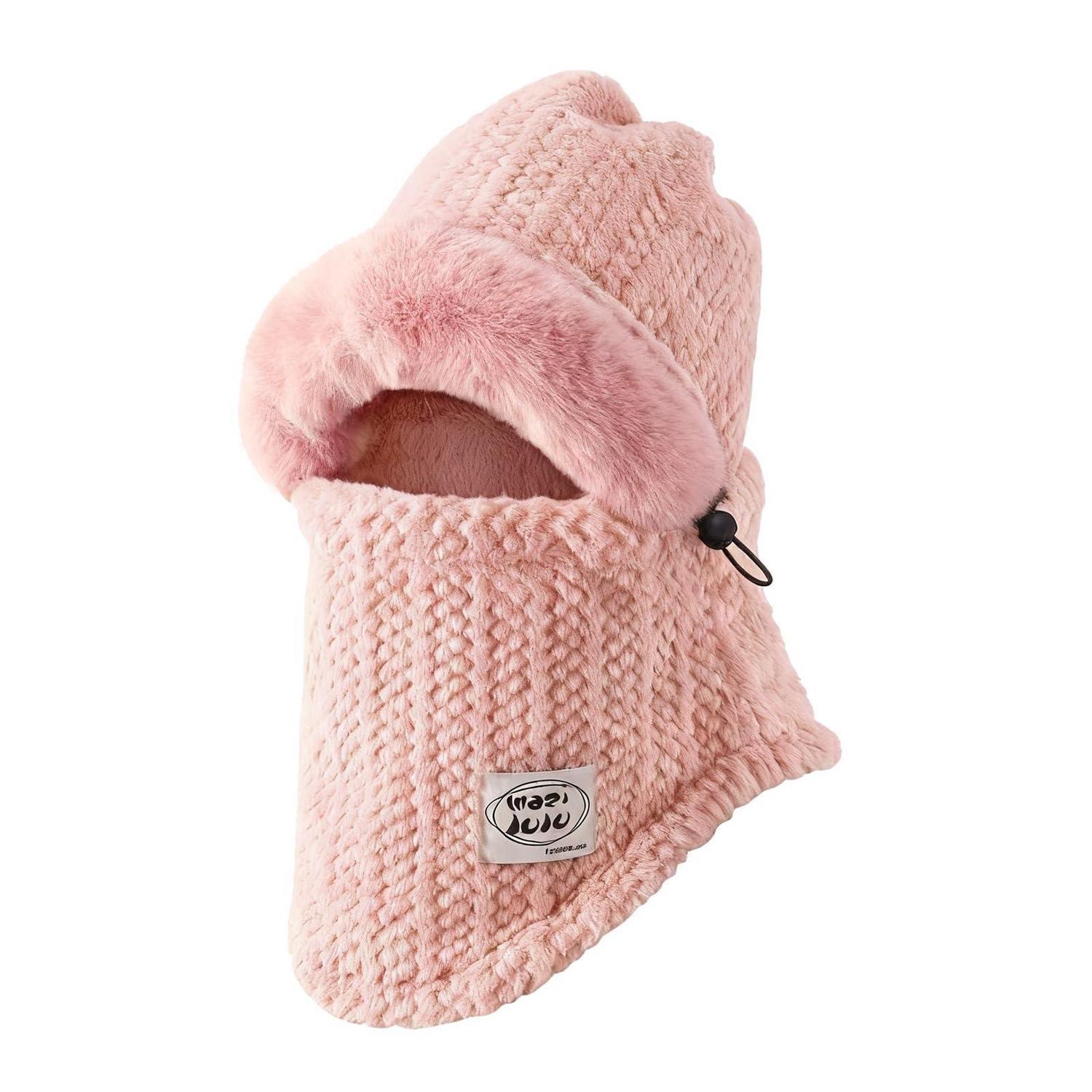 Sturmhaube 3-in-1 Thermo Fleece Kapuzenschal Damen Herren Rosa