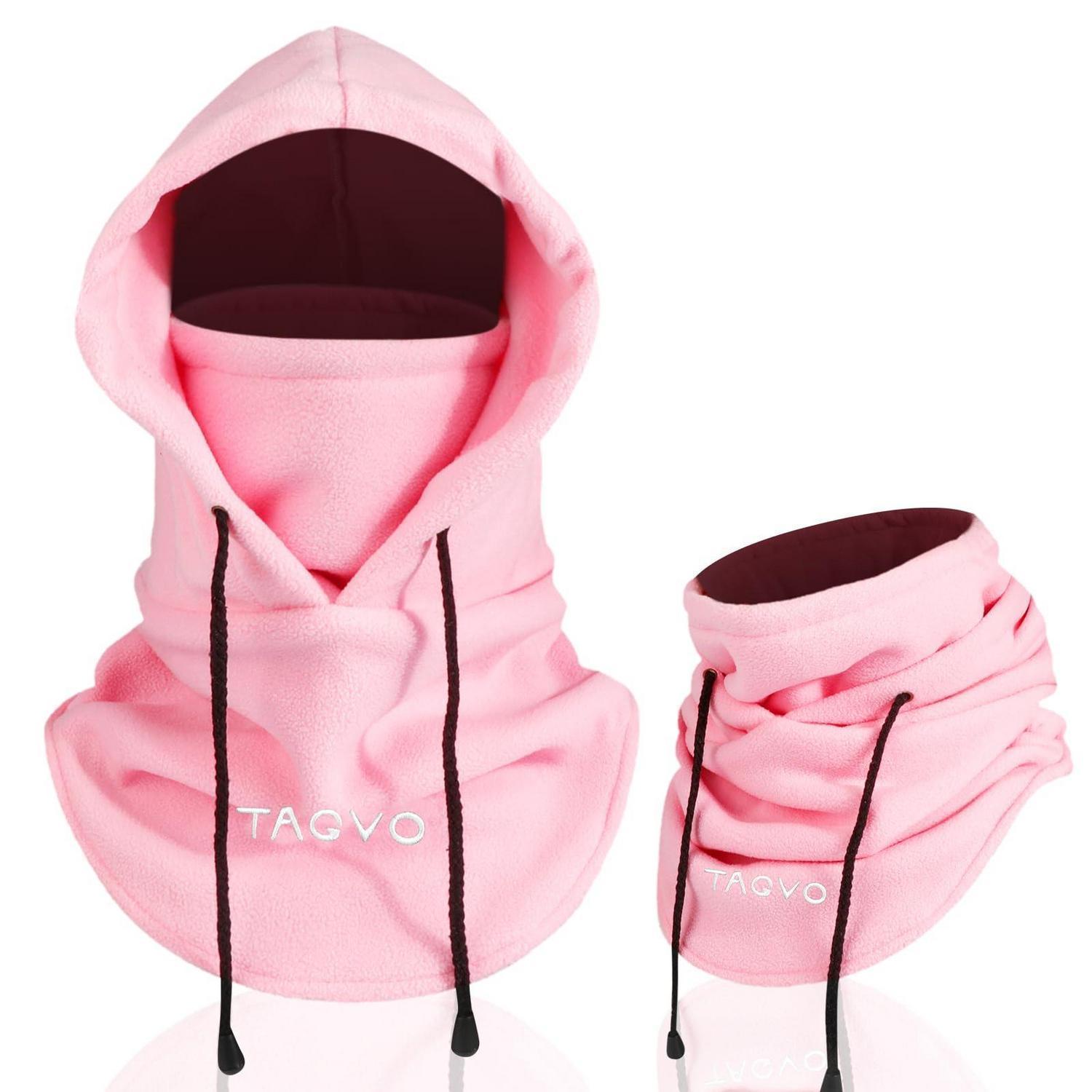 Fleece Sturmhaube Mit Kapuze, Warm & Atmungsaktiv, Verstellbar, Für Damen & Herren, Rosa