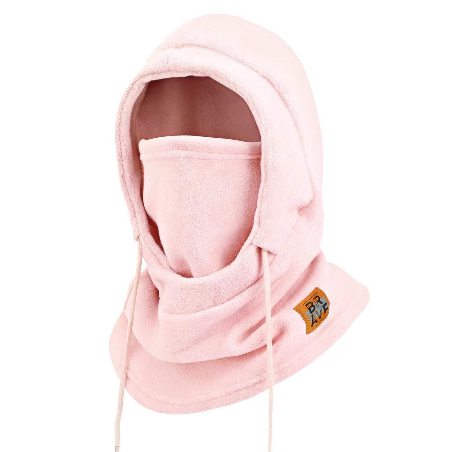Thermo Fleece Sturmhaube Winddicht Mit Warmer Kapuze Für Damen Und Herren, Rosa