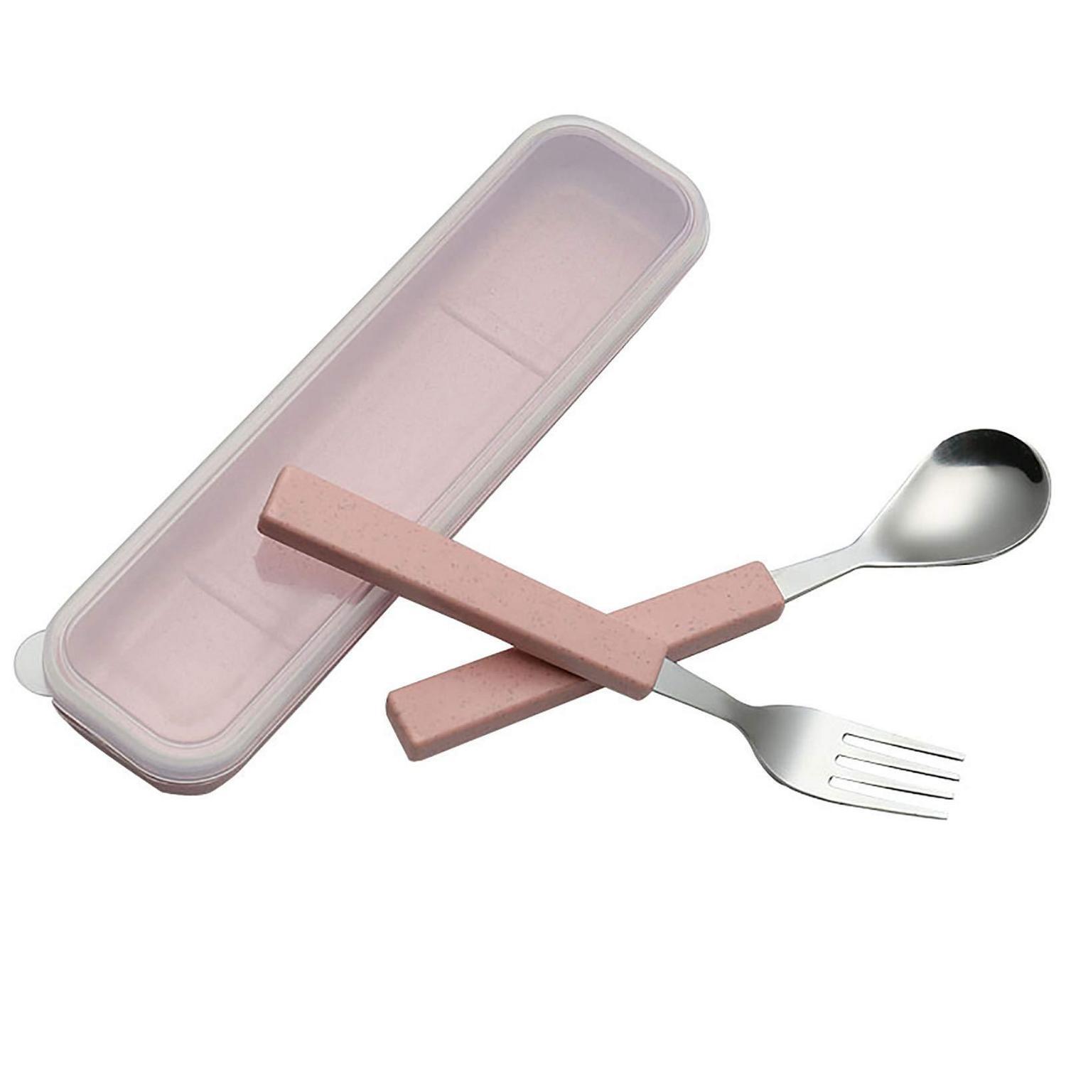 Kinder Besteck Set 2-teilig Mit Reisekoffer, 18/10 Edelstahl, Rosa