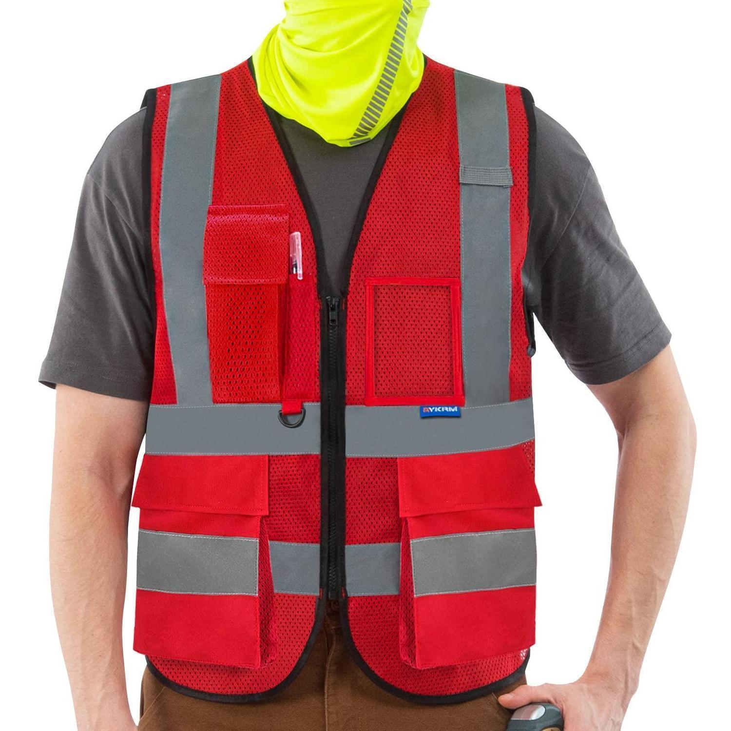 Warnweste Rot Mesh 3xl Mit Reißverschluss Und Taschen