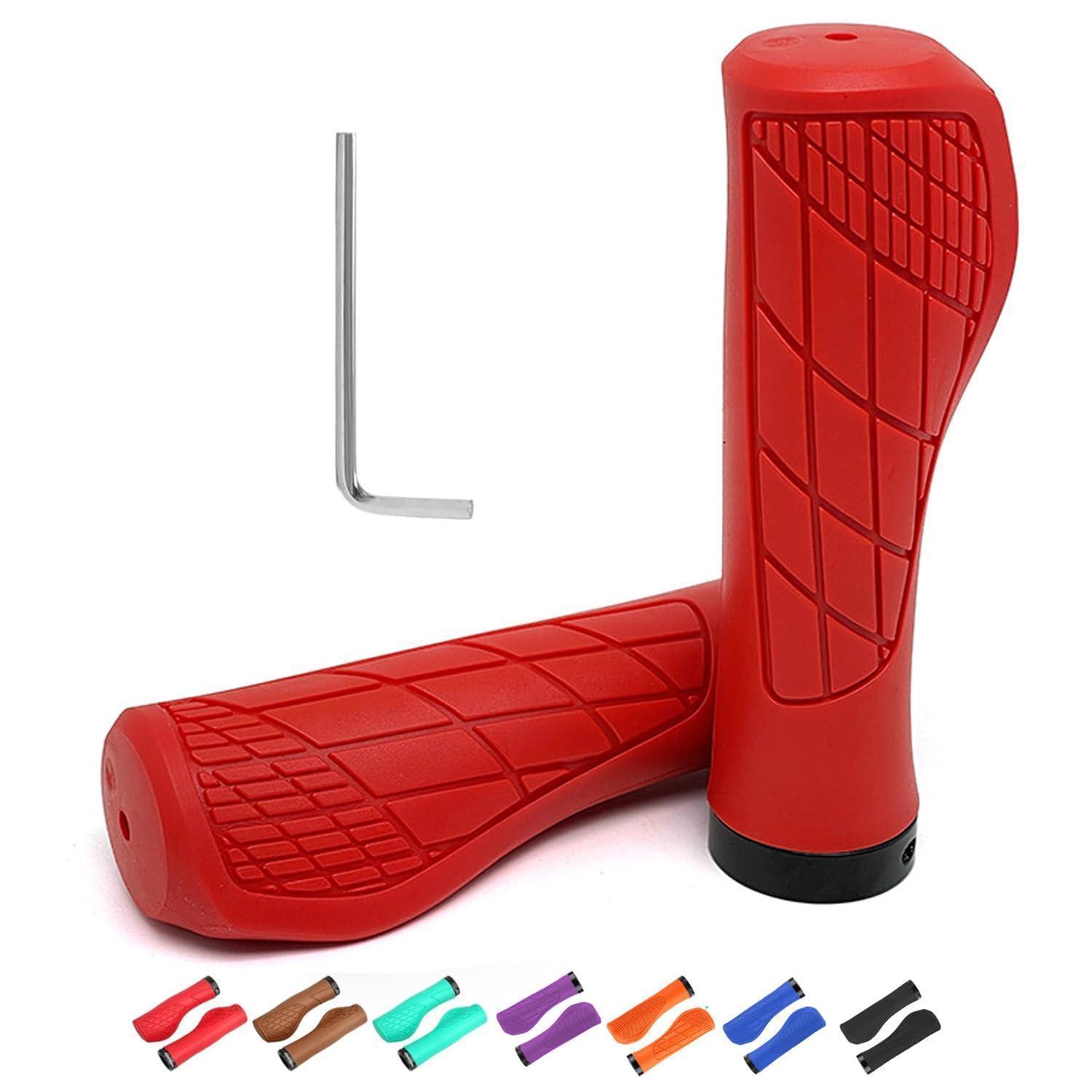 Ergonomische Fahrradgriffe Für 22mm Lenker, Rutschfest, Rot