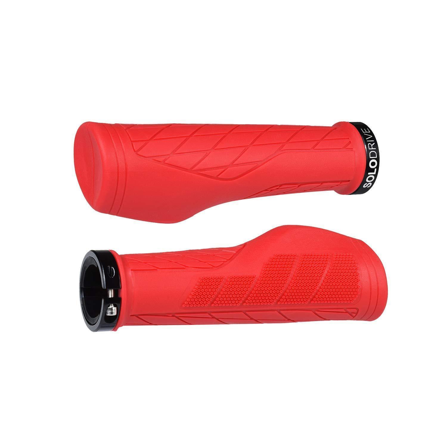 Ergonomische Fahrradgriffe Rot, Rutschfest, Single Lock-on, Für Mtb, E-bike