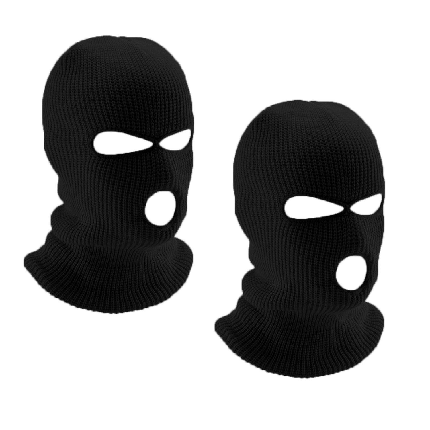 2er Pack Sturmhaube 3-loch Strickmaske Für Motorrad & Outdoor, Schwarz