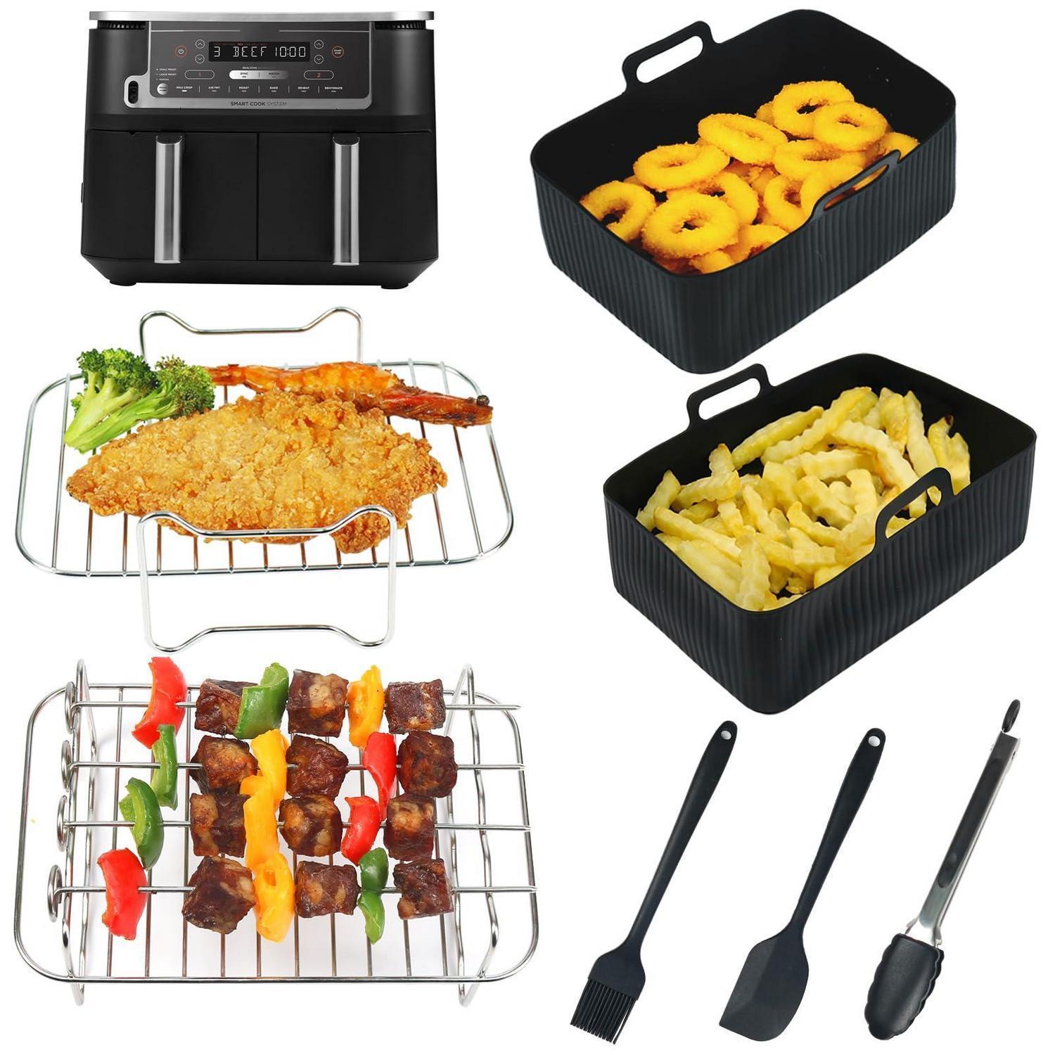 7-teiliges Zubehör Für Heißluftfritteusen, Silikon-einsätze & Edelstahl-grillroste